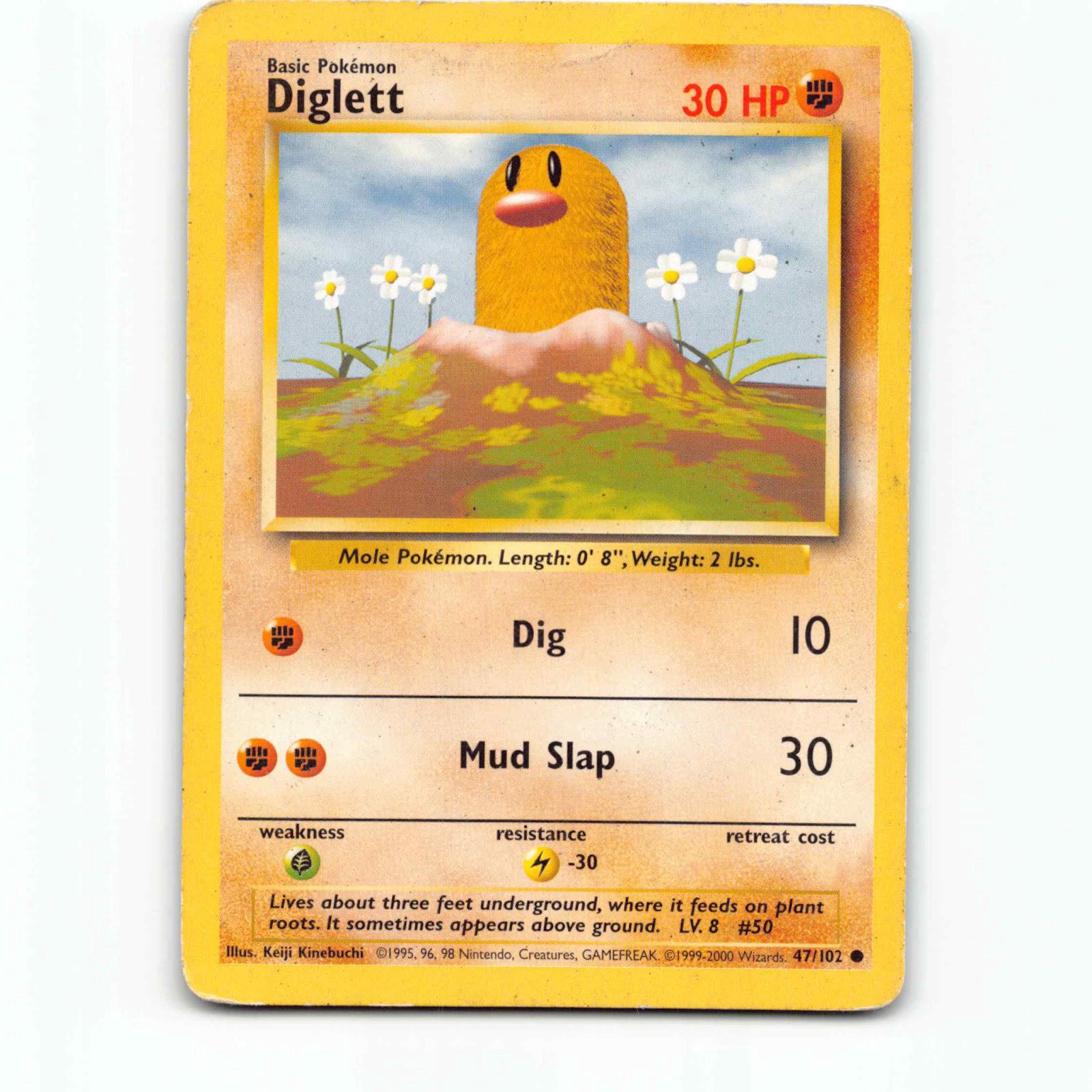 Diglett 47 1999-2000 Copyright Pokémon BS EN 47/102 4th Print Base Set Pokemon