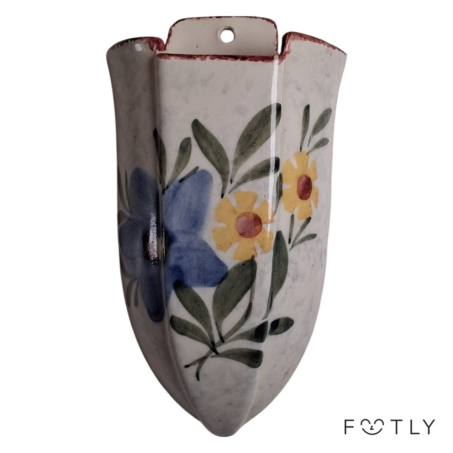 SMF Schramberg Väggvas Handgemalt Keramik Blommor Tyskland Vintage Retro