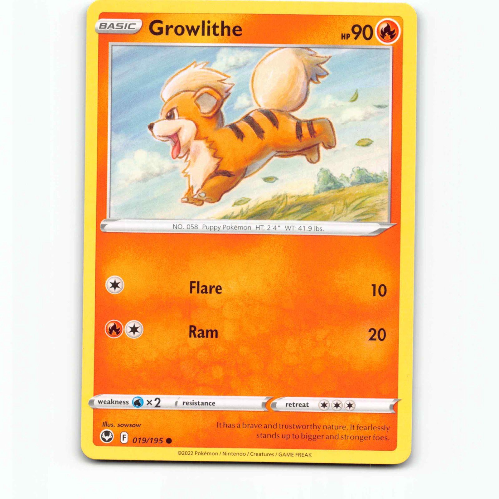 Growlithe 19 Pokémon SIT EN 019/195 Silver Tempest Pokemon Kort Sword & Shield