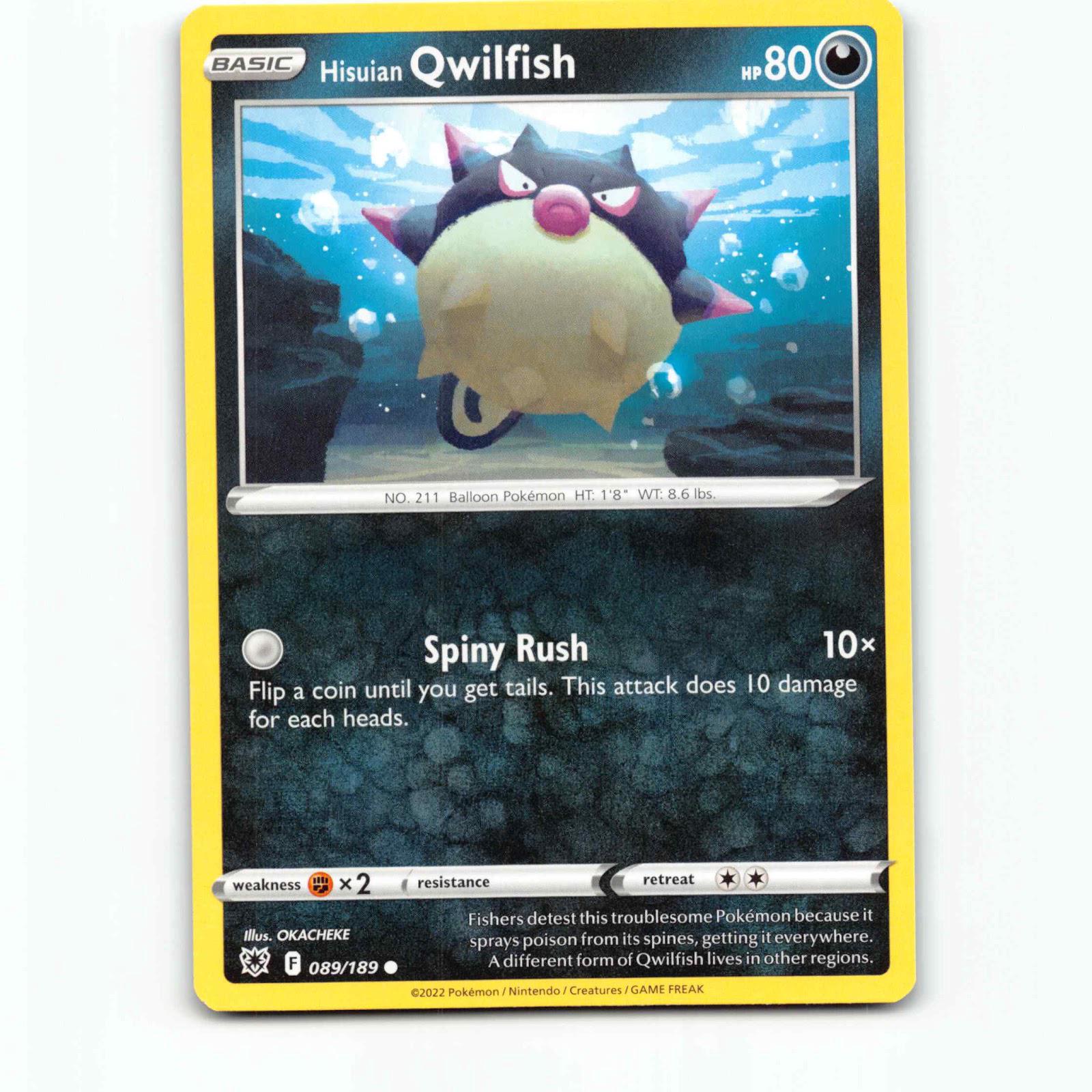 Hisuian Qwilfish 89 Pokémon ASR EN 089/189 Astral Radiance Pokemon Kort