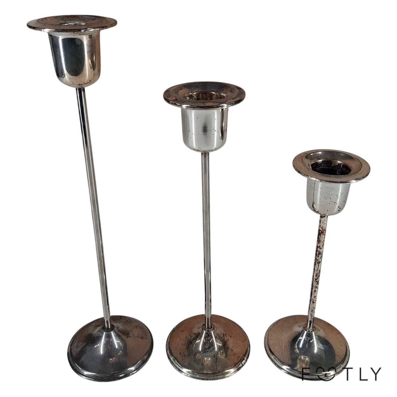 3 st Ljusstakar Metall Silverfärgade Vintage Ljusstake Höga Ljushållare