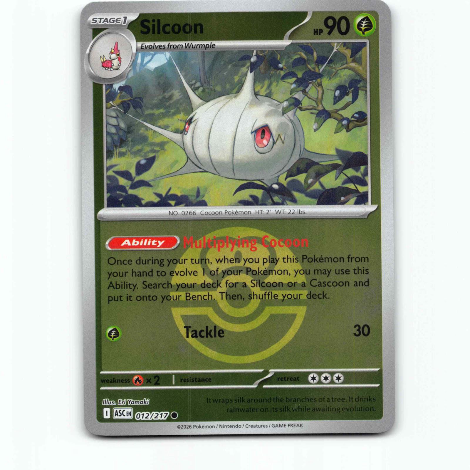 Silcoon 12 Love Ball Pokéball Reverse Holo Pokémon ASC EN 012/217