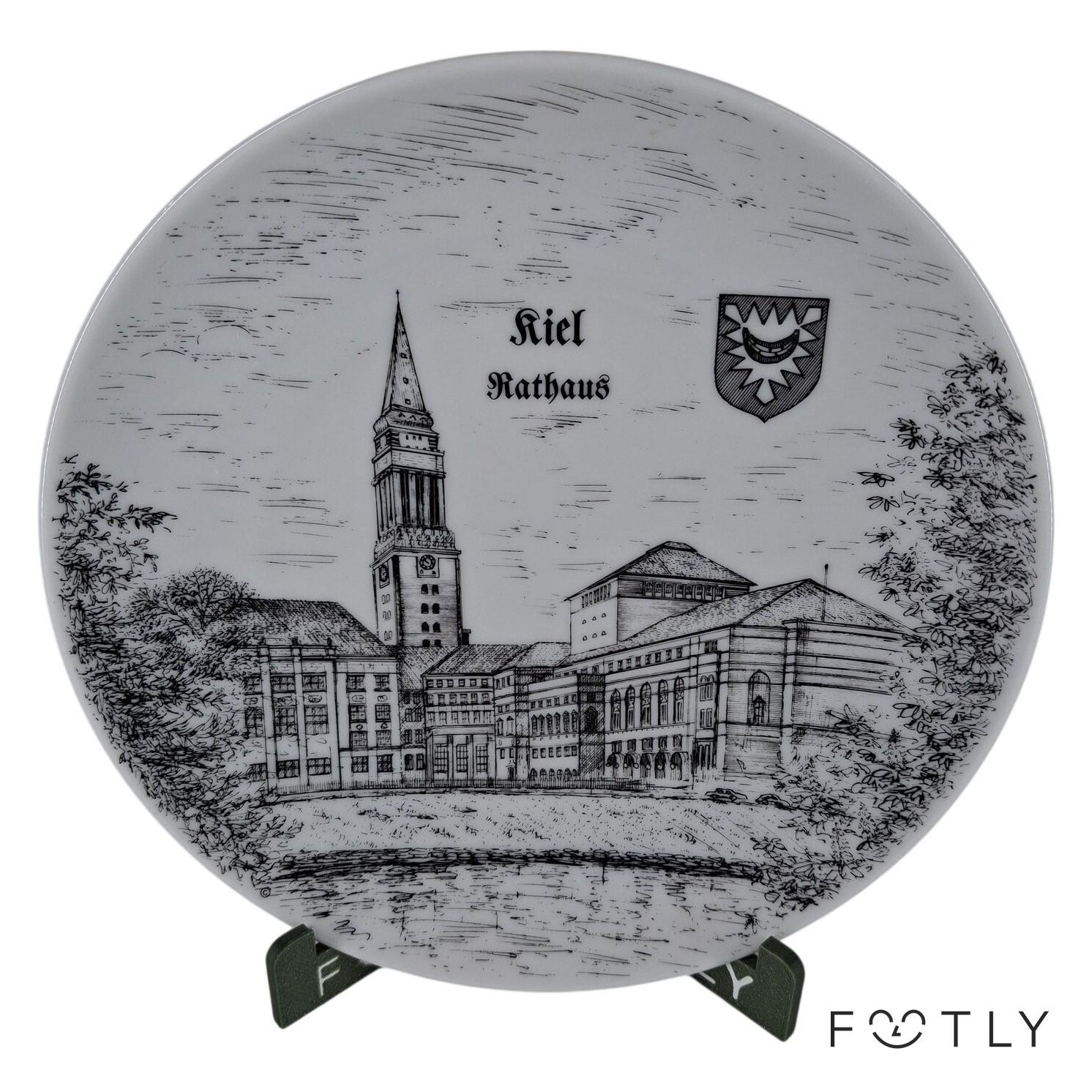 Dp Porzella Bavaria Tallrik Kiel Rathaus Porslin Svartvit Väggtallrik Vintage