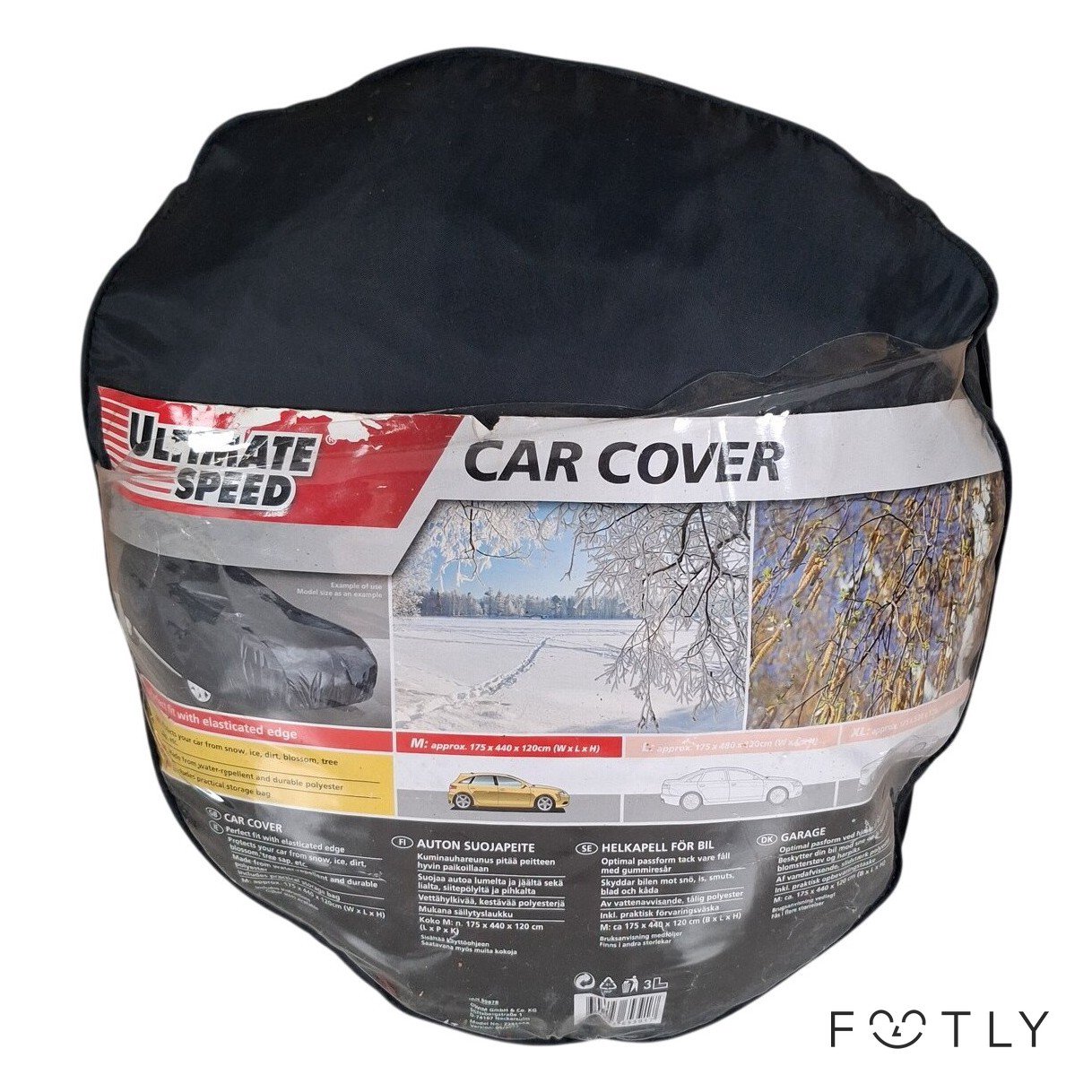 Ultimate Speed Car Cover M Helkåpa Bil 175x440x120cm Polyester Vattentät Svart