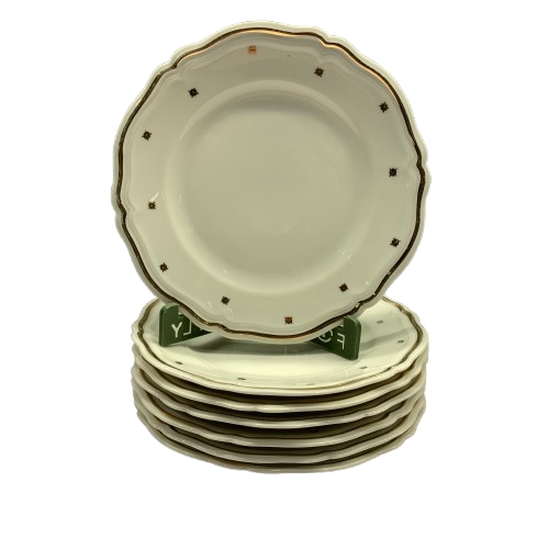 Hackefors Porslinsfabrik Modell 38 Assietter 7 st Beige Guldkant