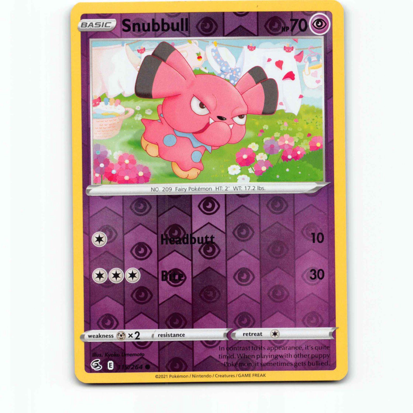 Snubbull 115 Reverse Holo Pokémon FST EN 115/264 Fusion Strike Pokemon Kort