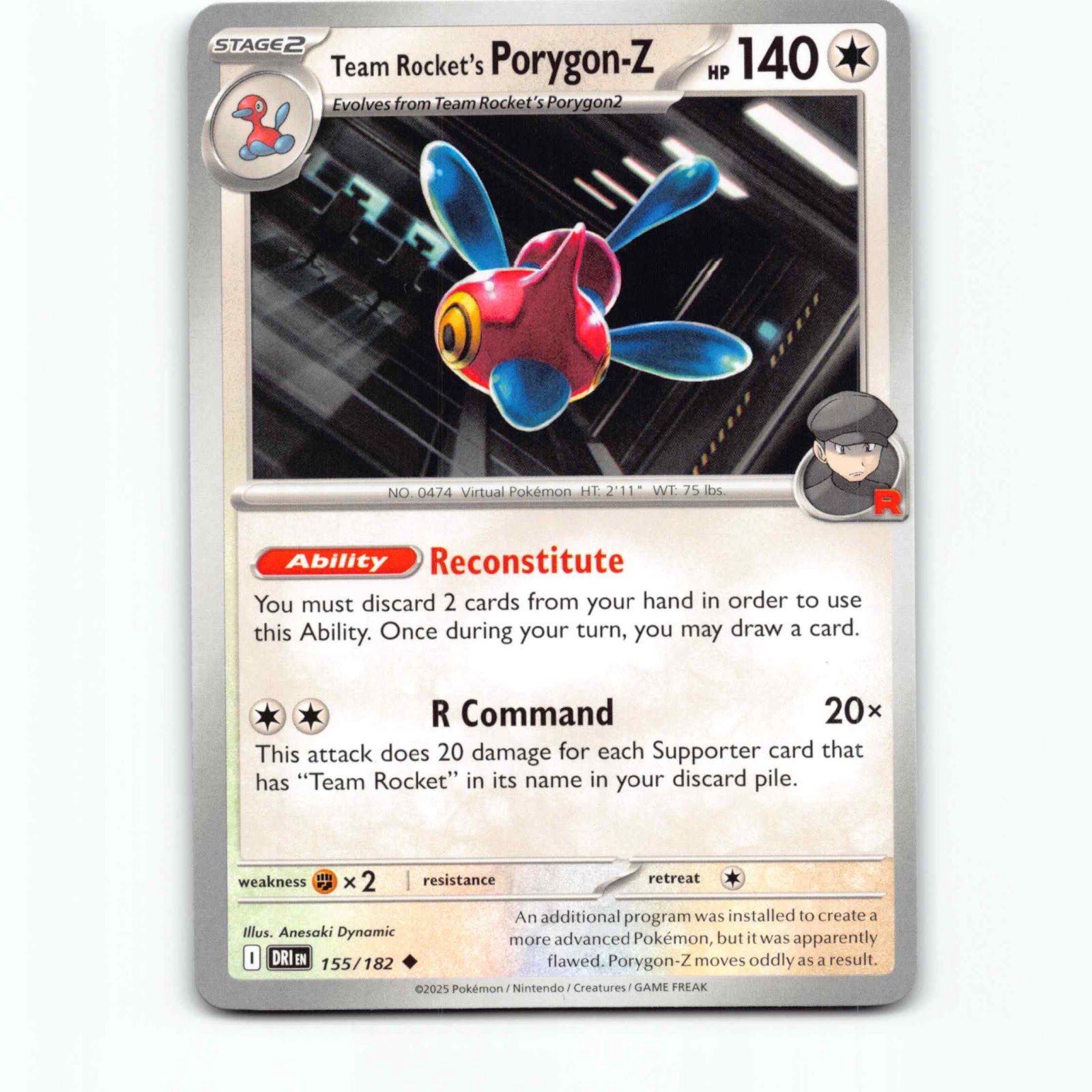 Team Rocket's Porygon-Z 155 Pokémon DRI EN 155/182 Destined Rivals Pokemon Kort