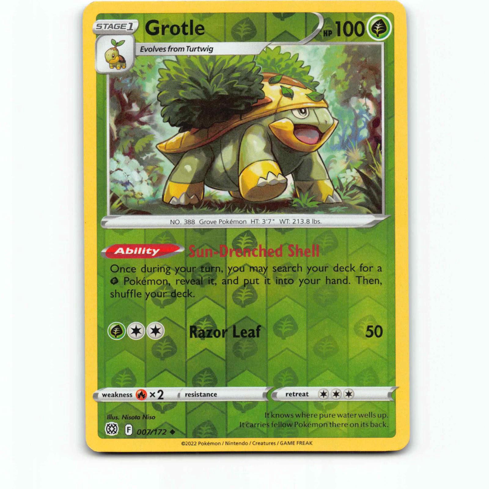 Grotle 7 Reverse Holo Pokémon BRS EN 007/172 Brilliant Stars Pokemon Kort