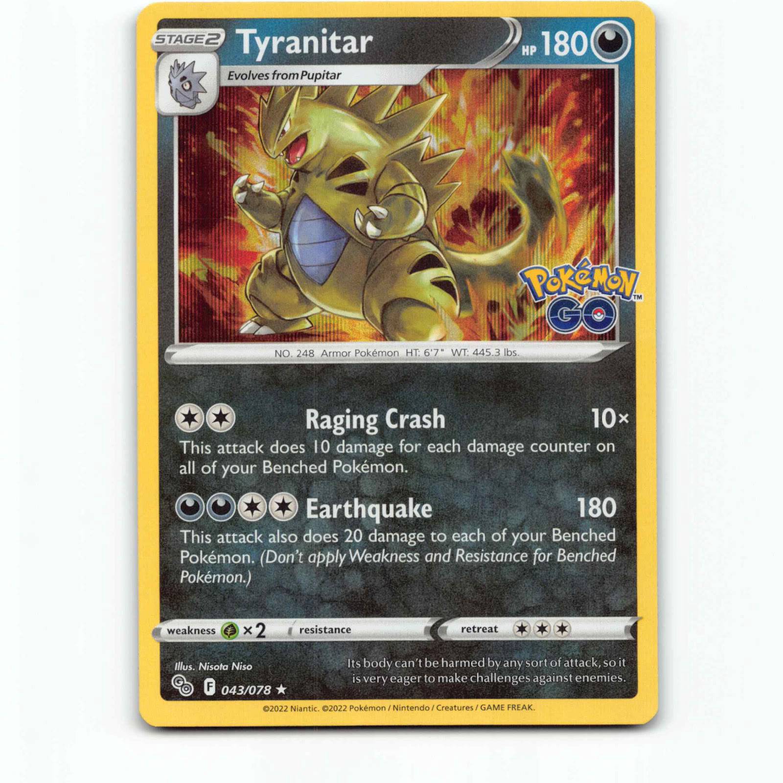 Tyranitar 43 Holo Pokémon PGO EN 043/078 Pokémon GO Pokemon Kort Sword & Shield