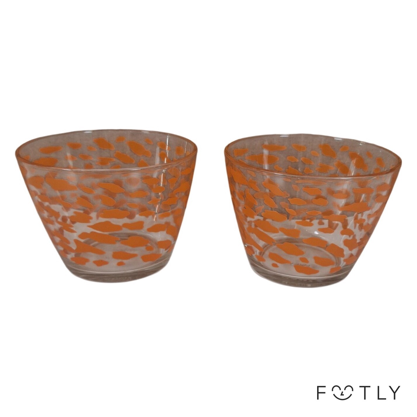 IKEA Godta 2 st Glasskålar Leopard Spotted Orange Mönster Skålar Efterrätt