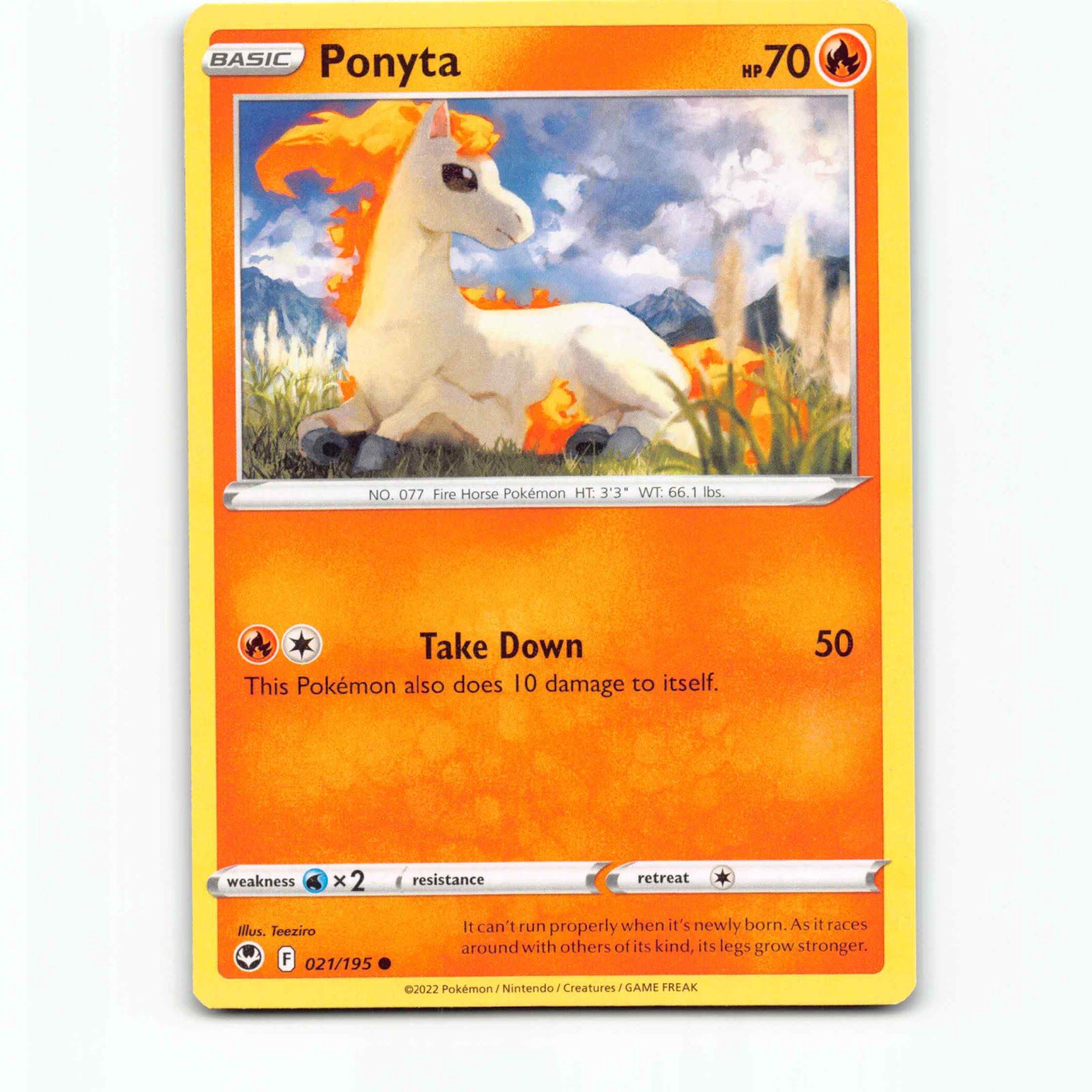 Ponyta 21 Pokémon SIT EN 021/195 Silver Tempest Pokemon Kort Sword & Shield