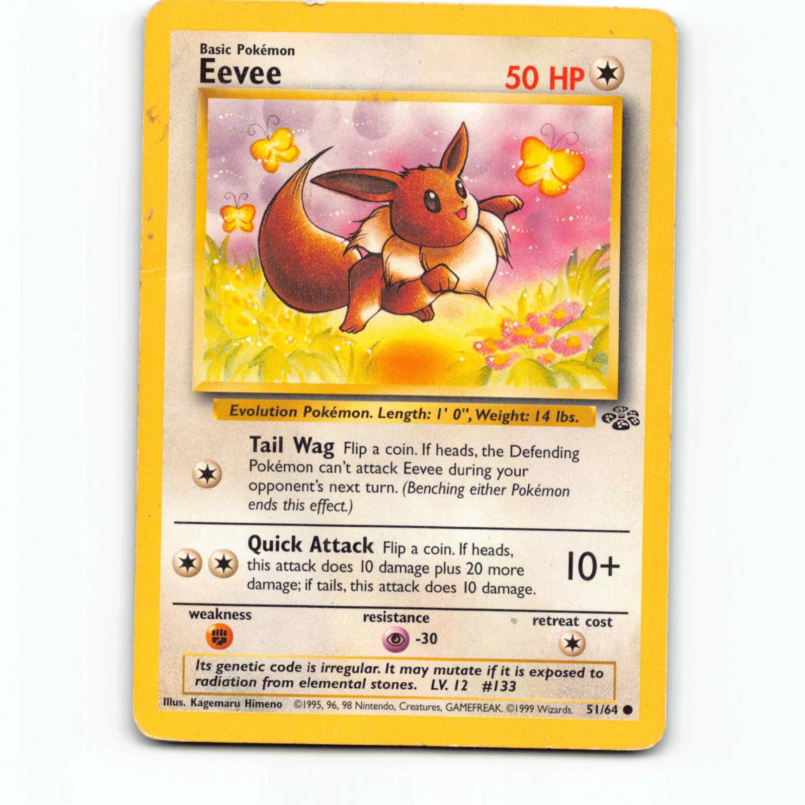 Eevee 51 Pokémon JU EN 51/64 Jungle Pokemon Kort Wizards of The Coast