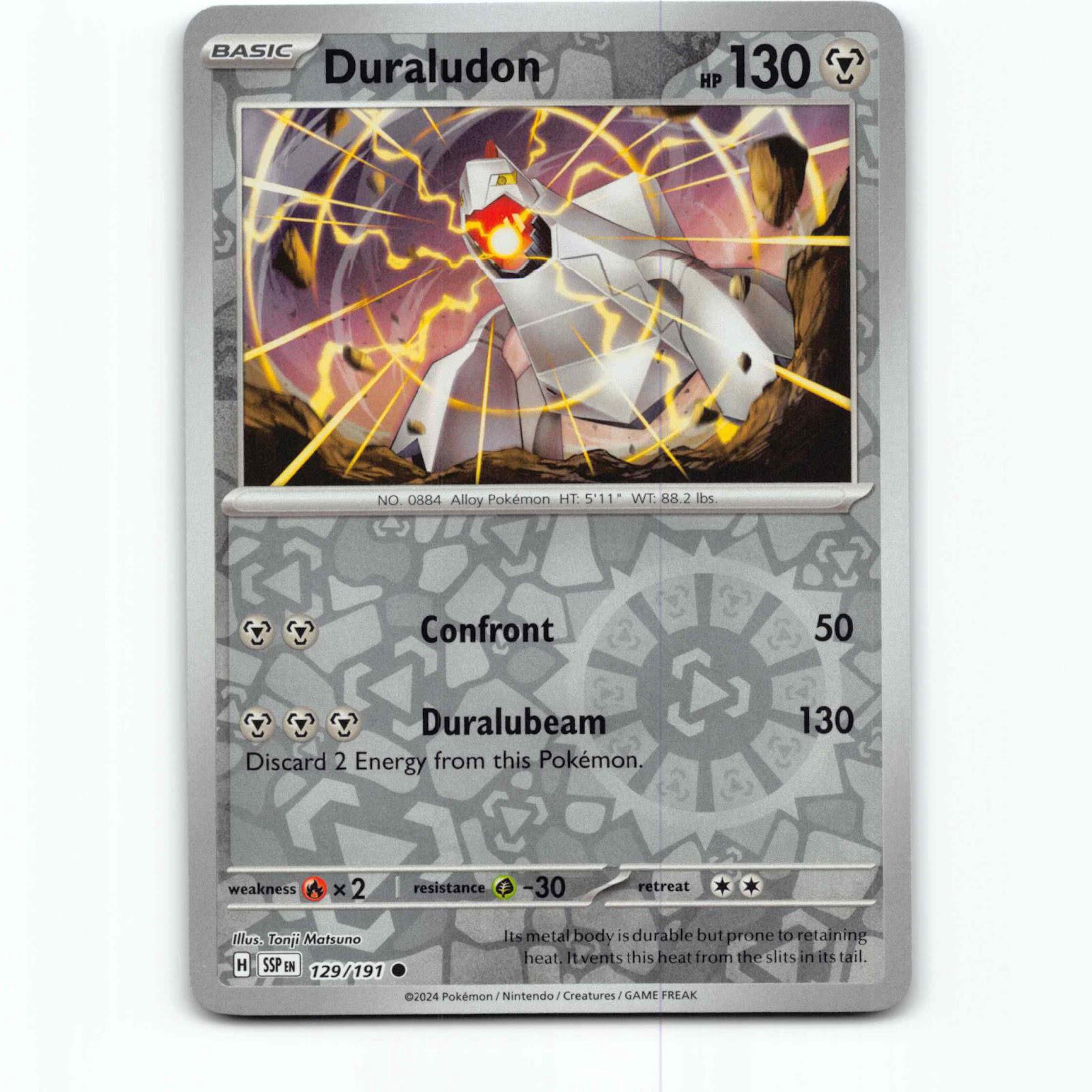 Duraludon 129 Reverse Holo Pokémon SSP EN 129/191 Surging Sparks Pokemon Kort