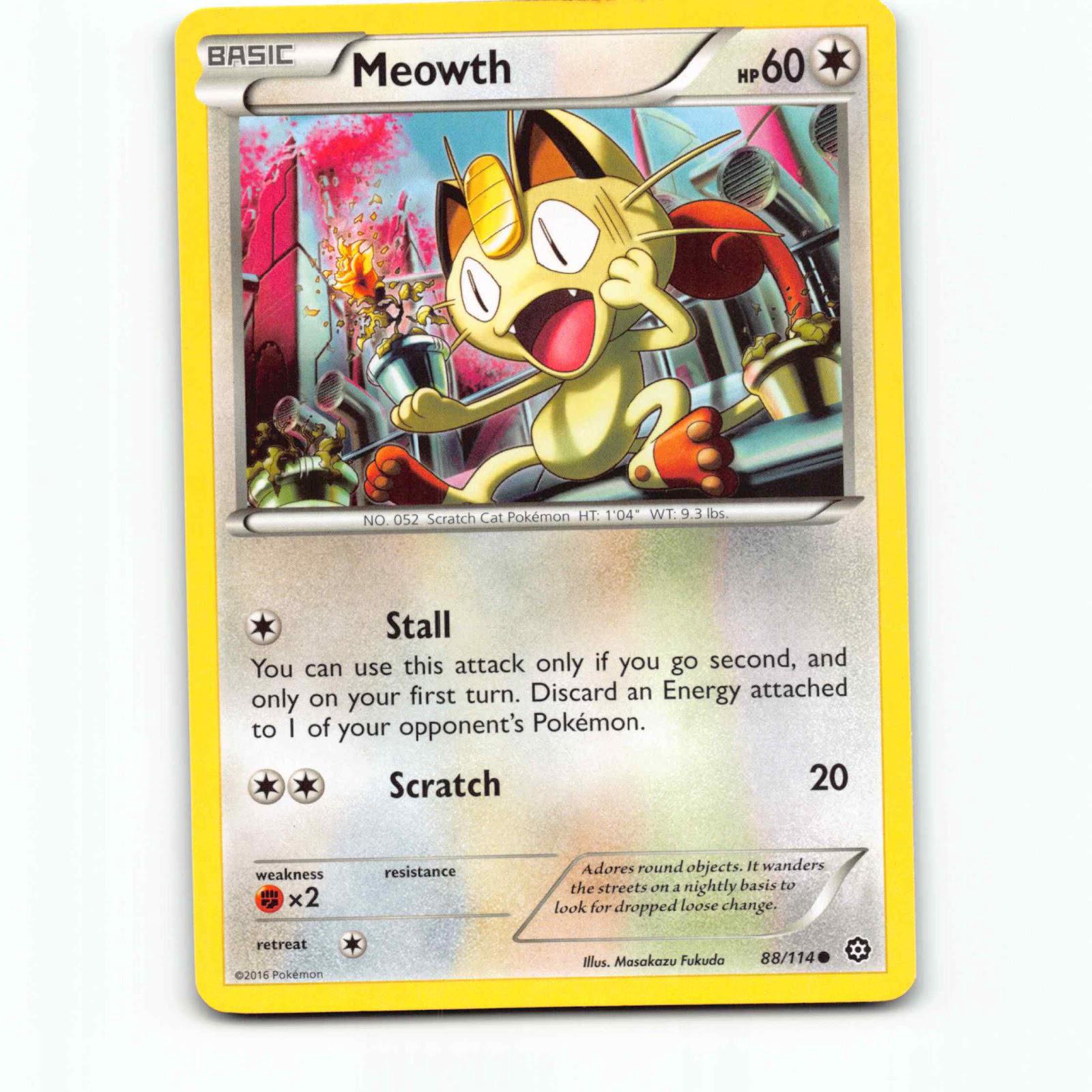 Meowth 88 Pokémon STS EN 088/114 Steam Siege Pokemon Kort XY-Era