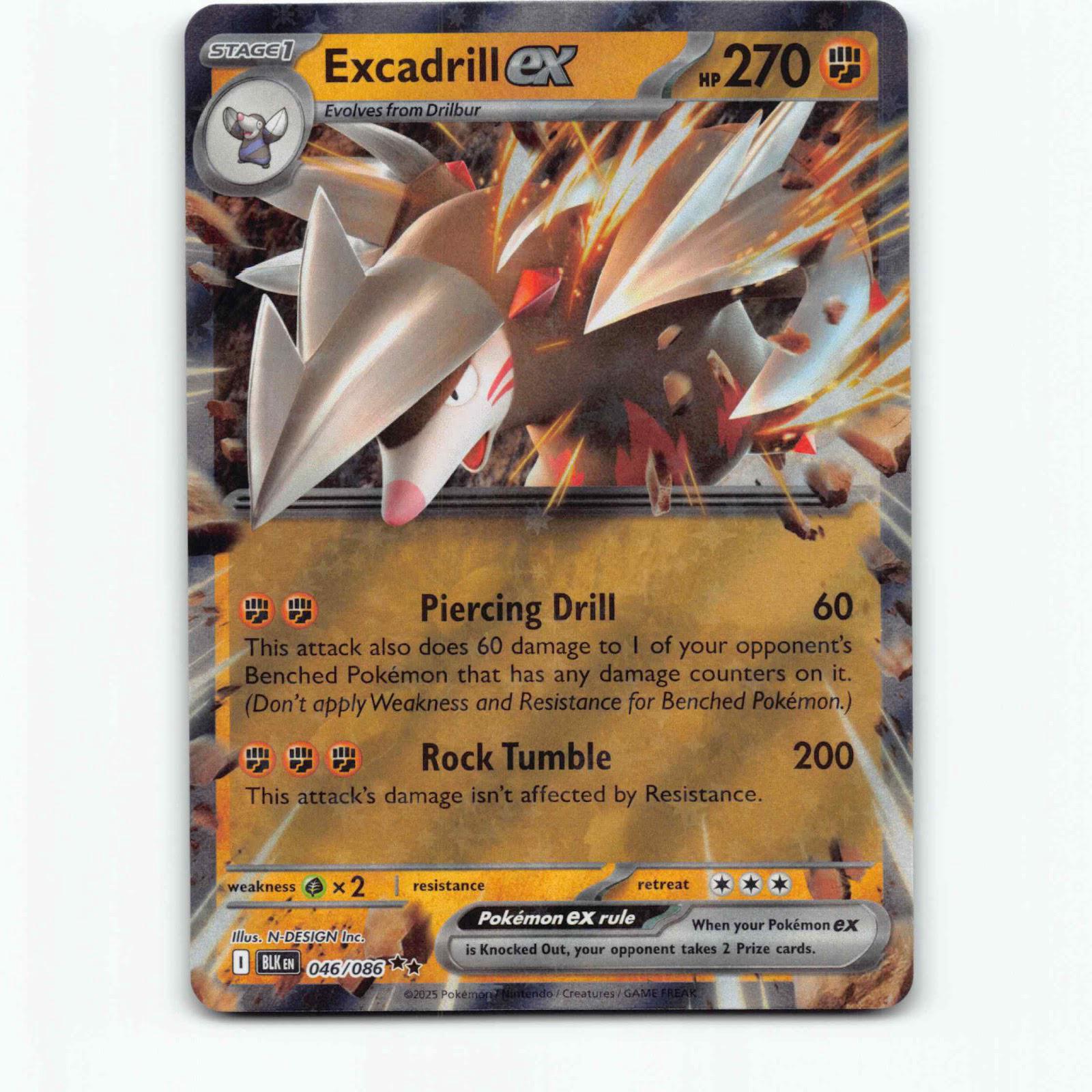 Excadrill ex 46 Double Rare Pokémon BLK EN 046/086 Black Bolt Pokemon Kort