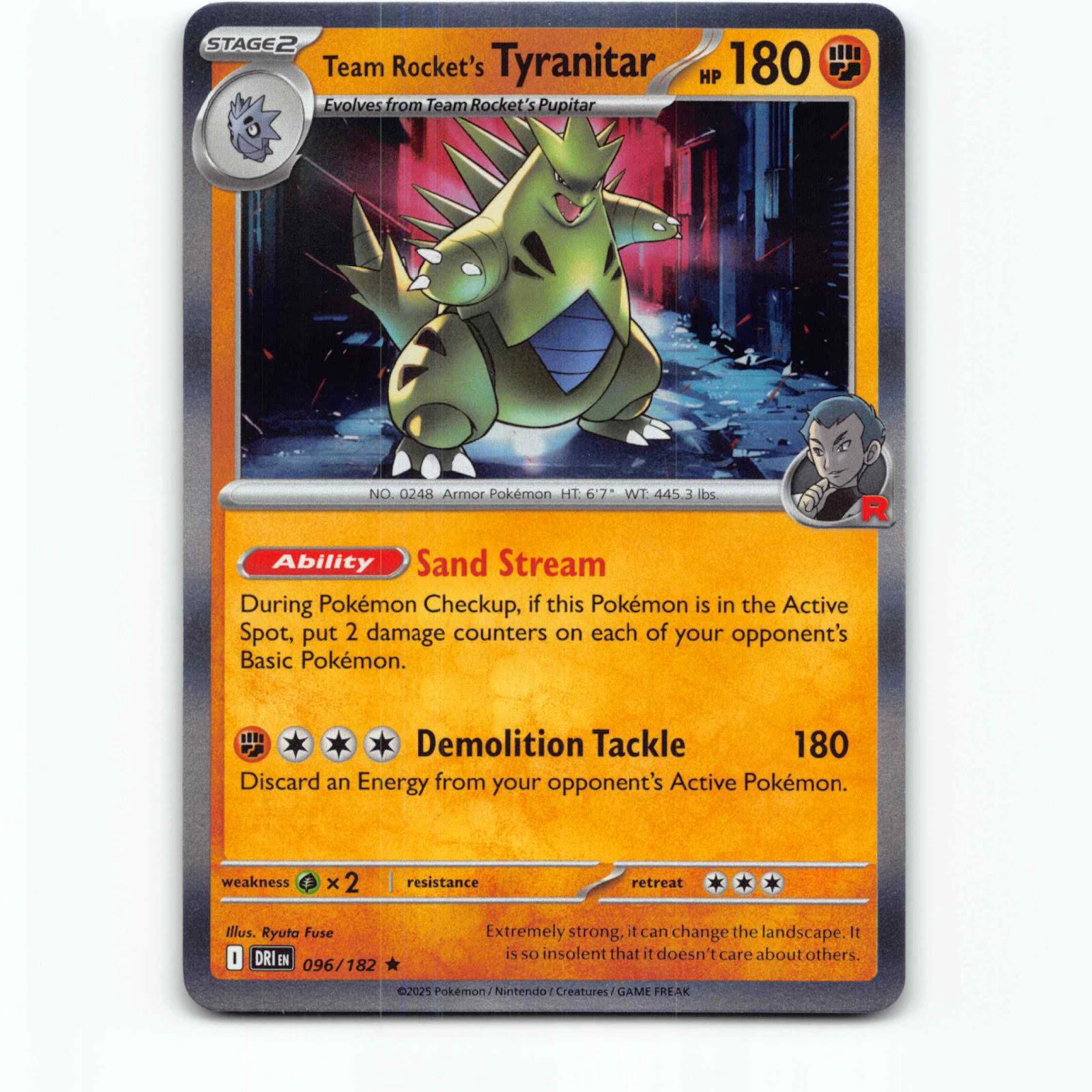 Team Rocket's Tyranitar 96 Holo Pokémon DRI EN 096/182 Destined Rivals