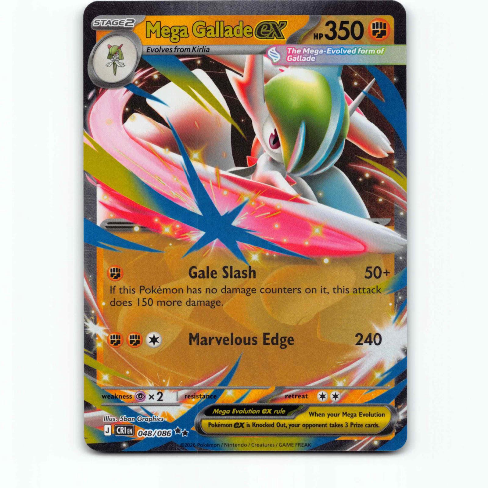Mega Gallade ex 48 Double Rare Pokémon CRI EN 048/086 Chaos Rising Pokemon Kort