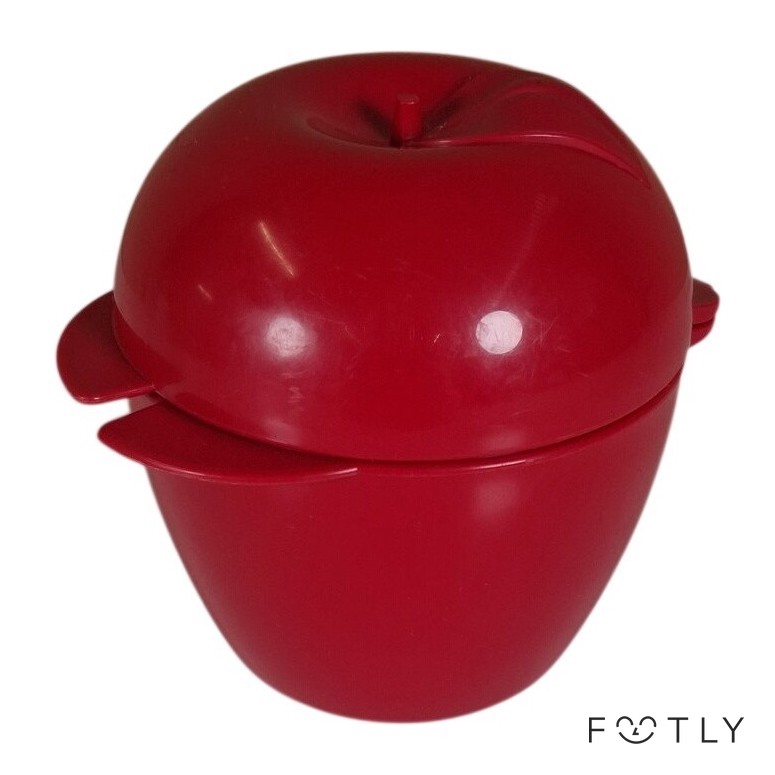 Tupperware 4941A-4 Äppelformad Burk Röd Plast Retro Förvaring Matlåda