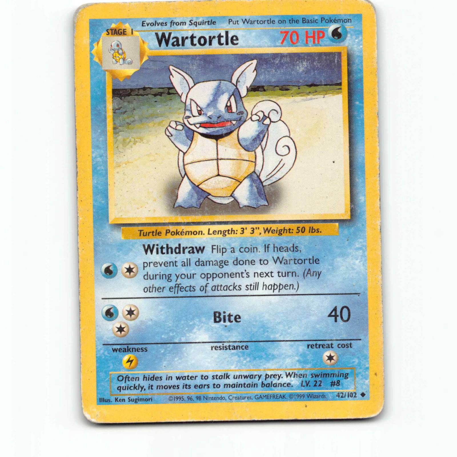 Wartortle 42 Pokémon BS EN 42/102 Base Set Pokemon Kort Wizards of The Coast
