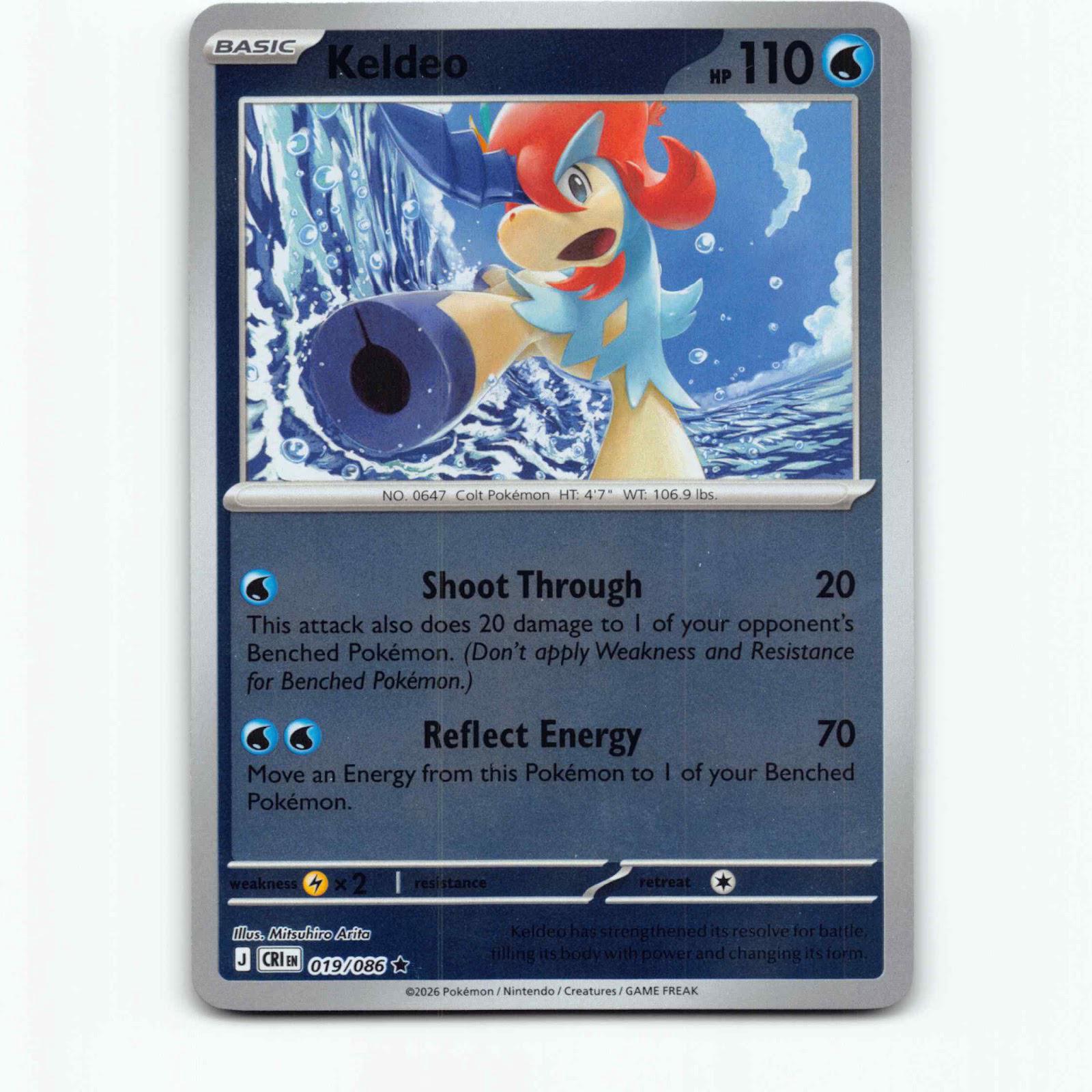 Keldeo 19 Reverse Holo Pokémon CRI EN 019/086 Chaos Rising Pokemon Kort