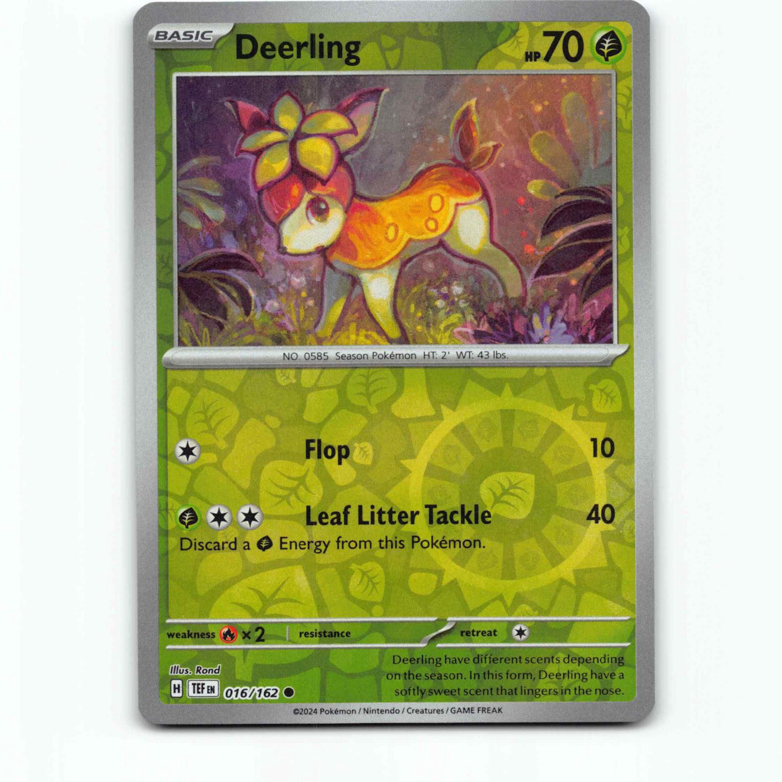 Deerling 16 Reverse Holo Pokémon TEF EN 016/162 Temporal Forces Pokemon Kort