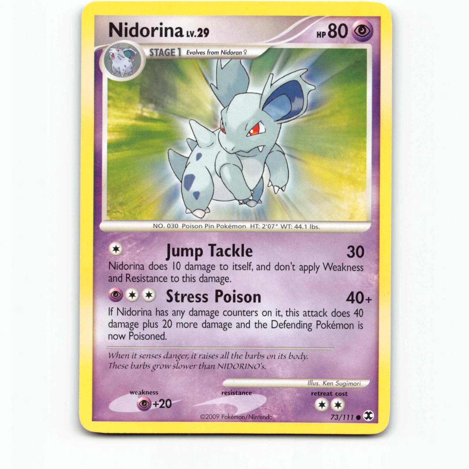 Nidorina 73 Pokémon RR EN 73/111 Rising Rivals Pokemon Kort Platinum