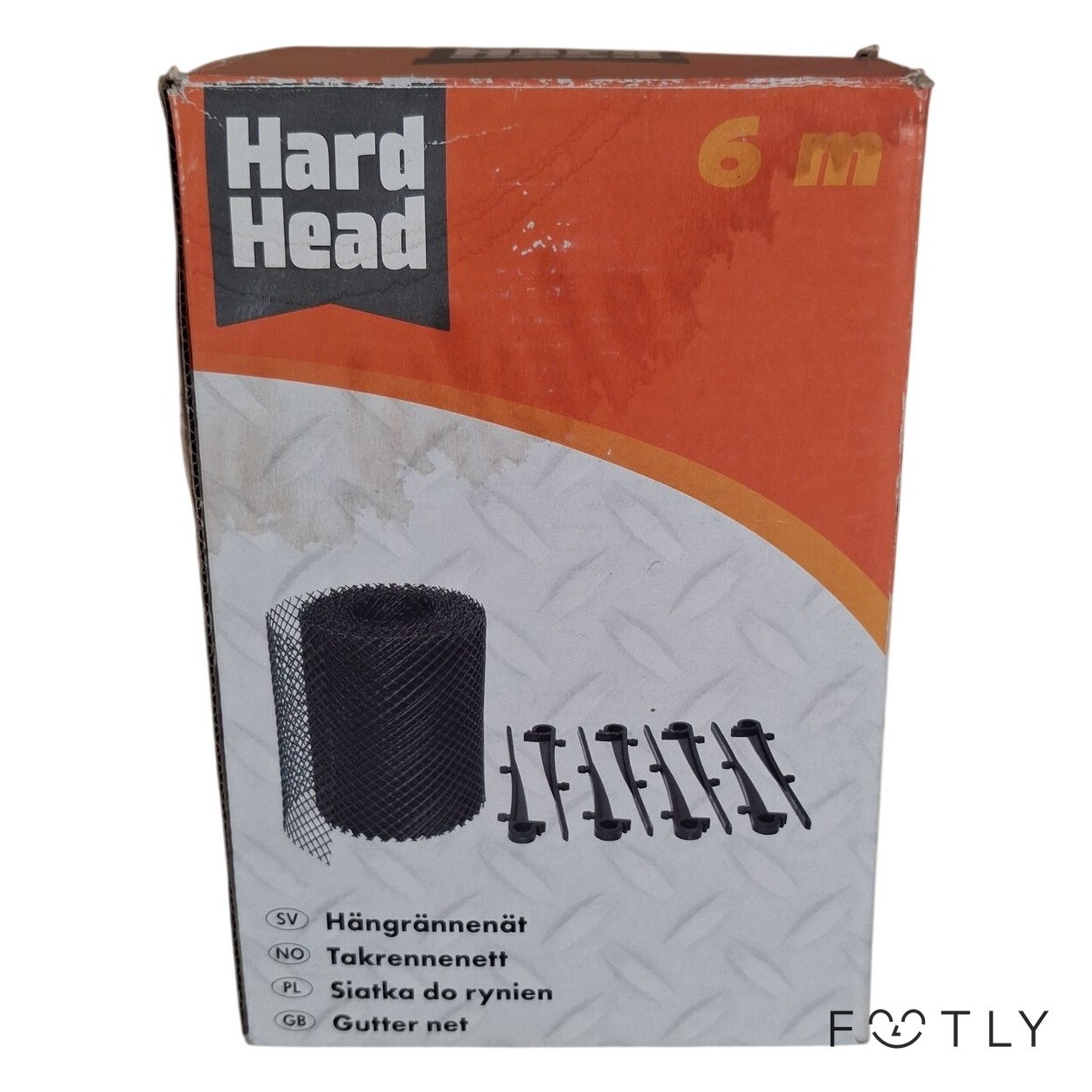 Hard Head Hängrännenät 6 m Takrännor 15 st Plasthållare Svart Gutter Net