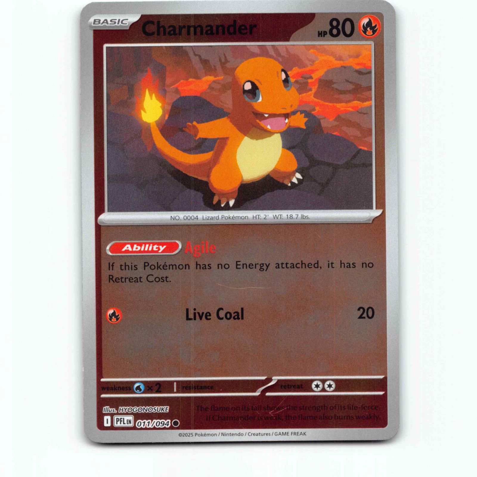 Charmander 11 Reverse Holo Pokémon PFL EN 011/094 Phantasmal Flames Pokemon Kort