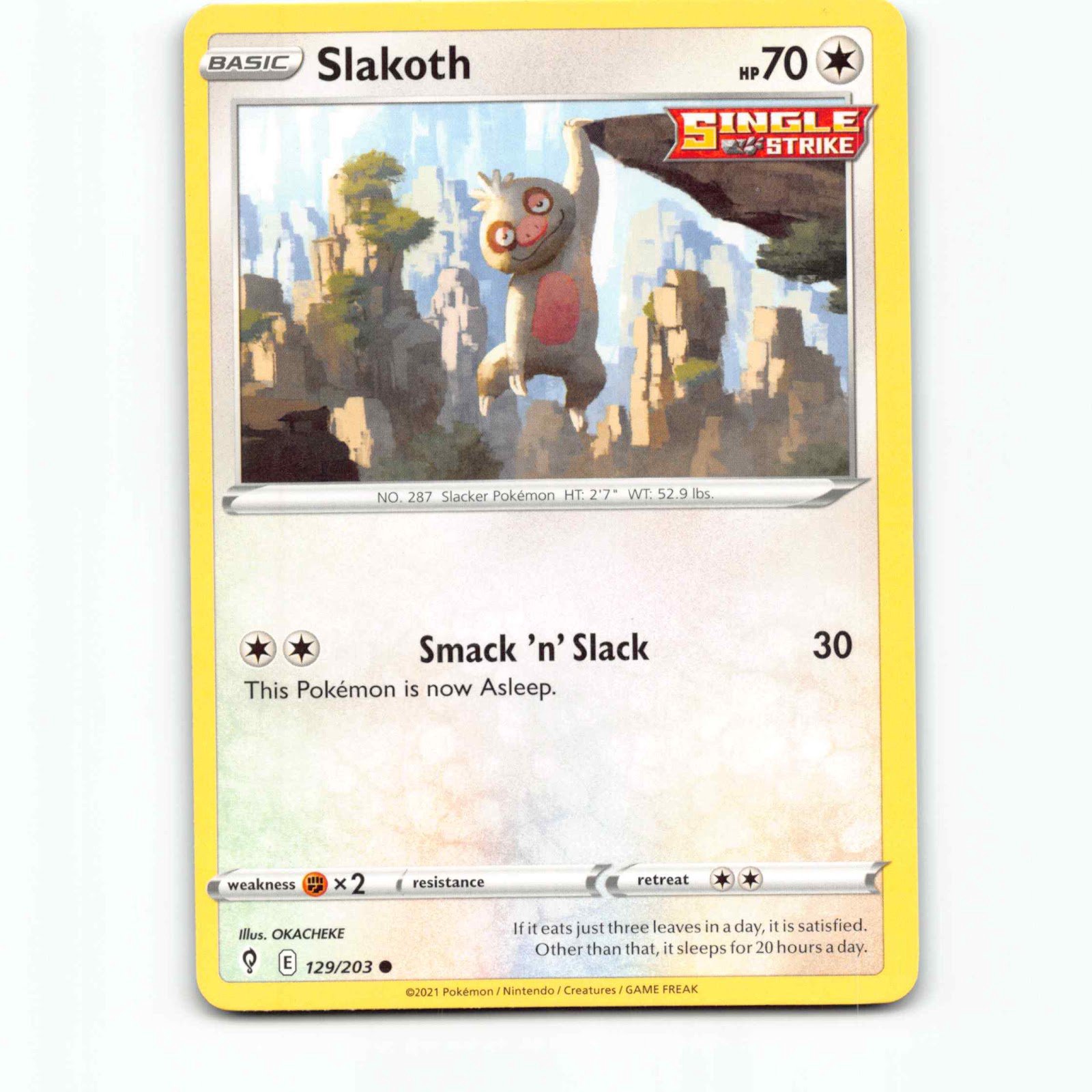 Slakoth 129 Pokémon EVS EN 129/203 Evolving Skies Pokemon Kort Sword & Shield