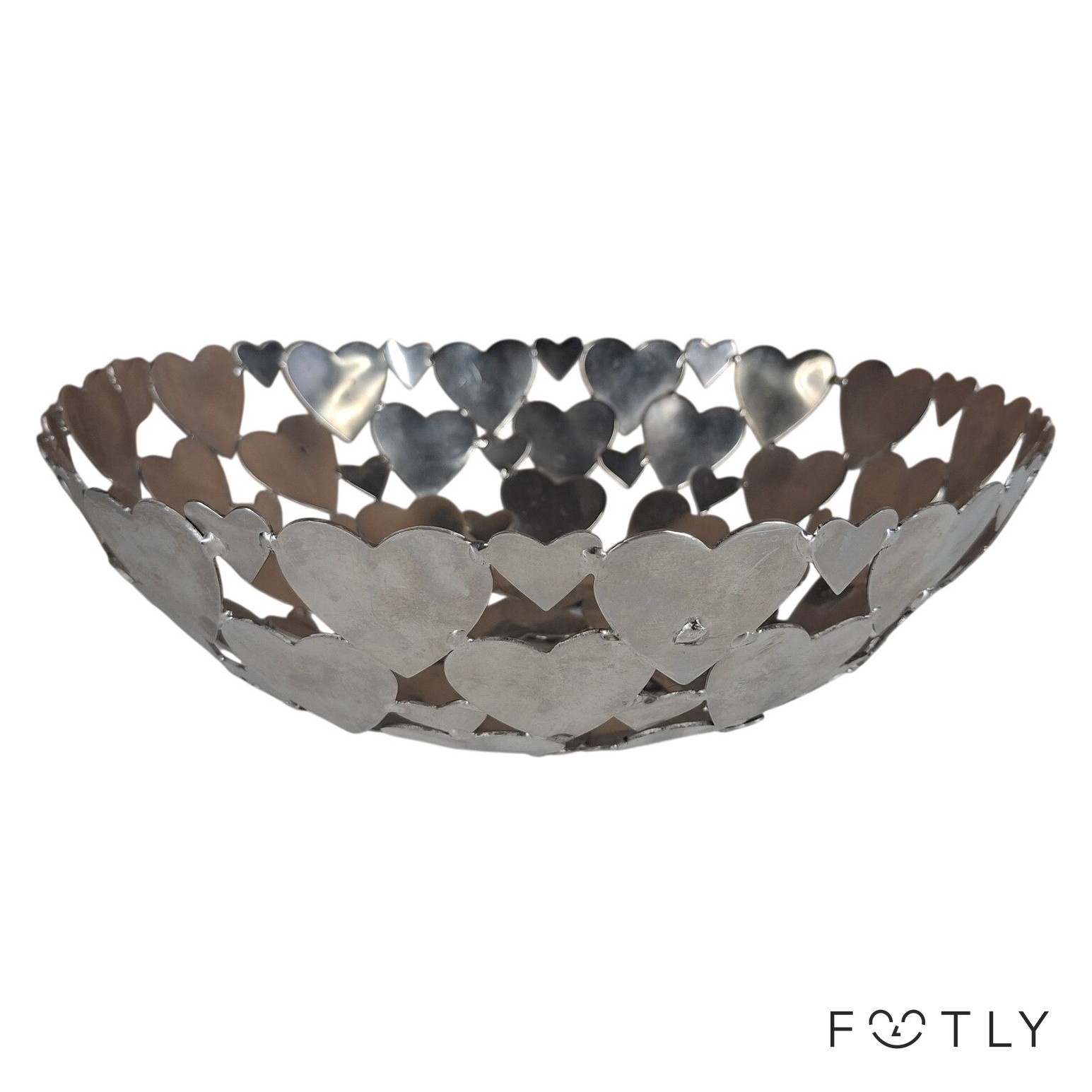 Metallskål Hjärtan Silverfärgad Skål Fat Dekorativ Fruktskål Modern Design
