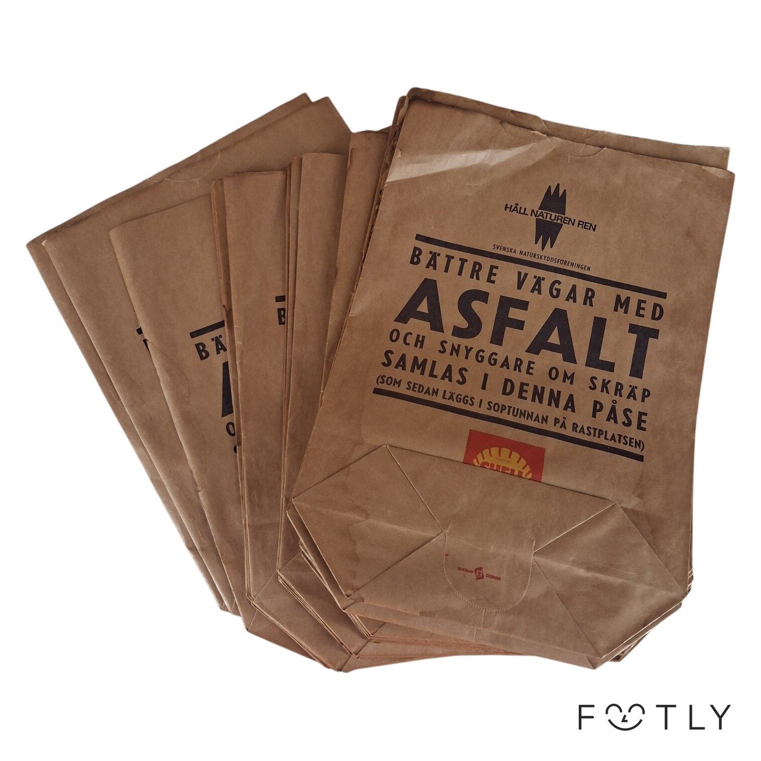 6 st Shell Håll Naturen Ren Papperspåsar Vintage Skräppåse Papper Retro Veteran