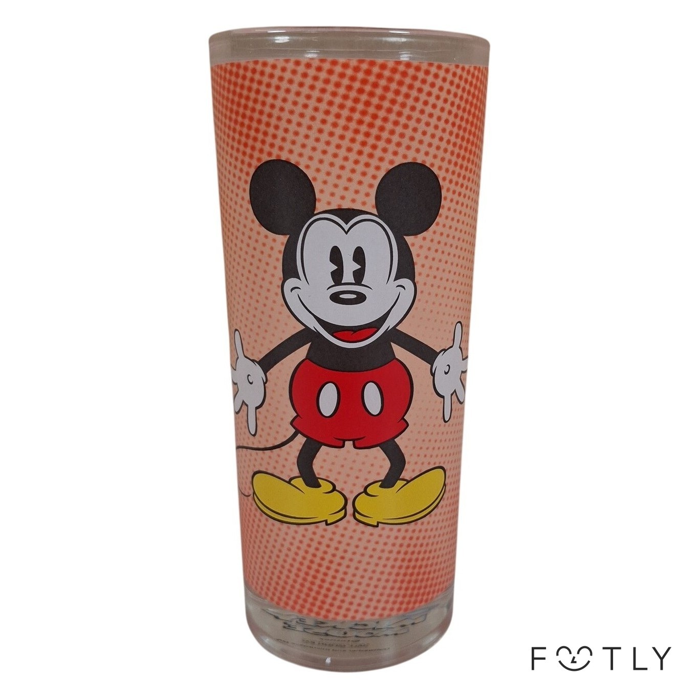 Disney Mickey Mouse Glas Half Moon Bay Orange Röd Gul Glas Mugg Retro