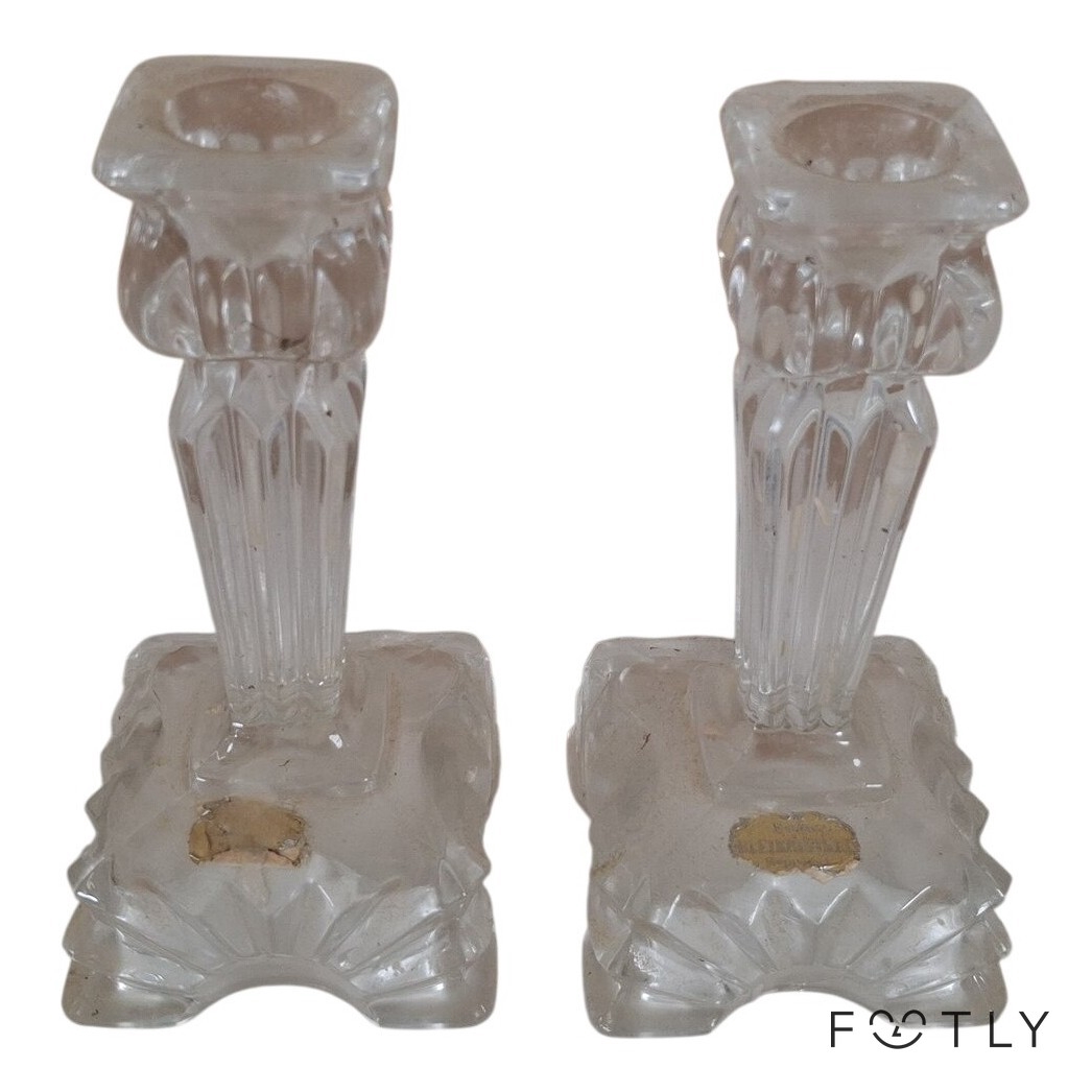 Echt Bleikristall 2 st Ljusstakar Kristall Glas Vintage Ljuslykta Tyskland