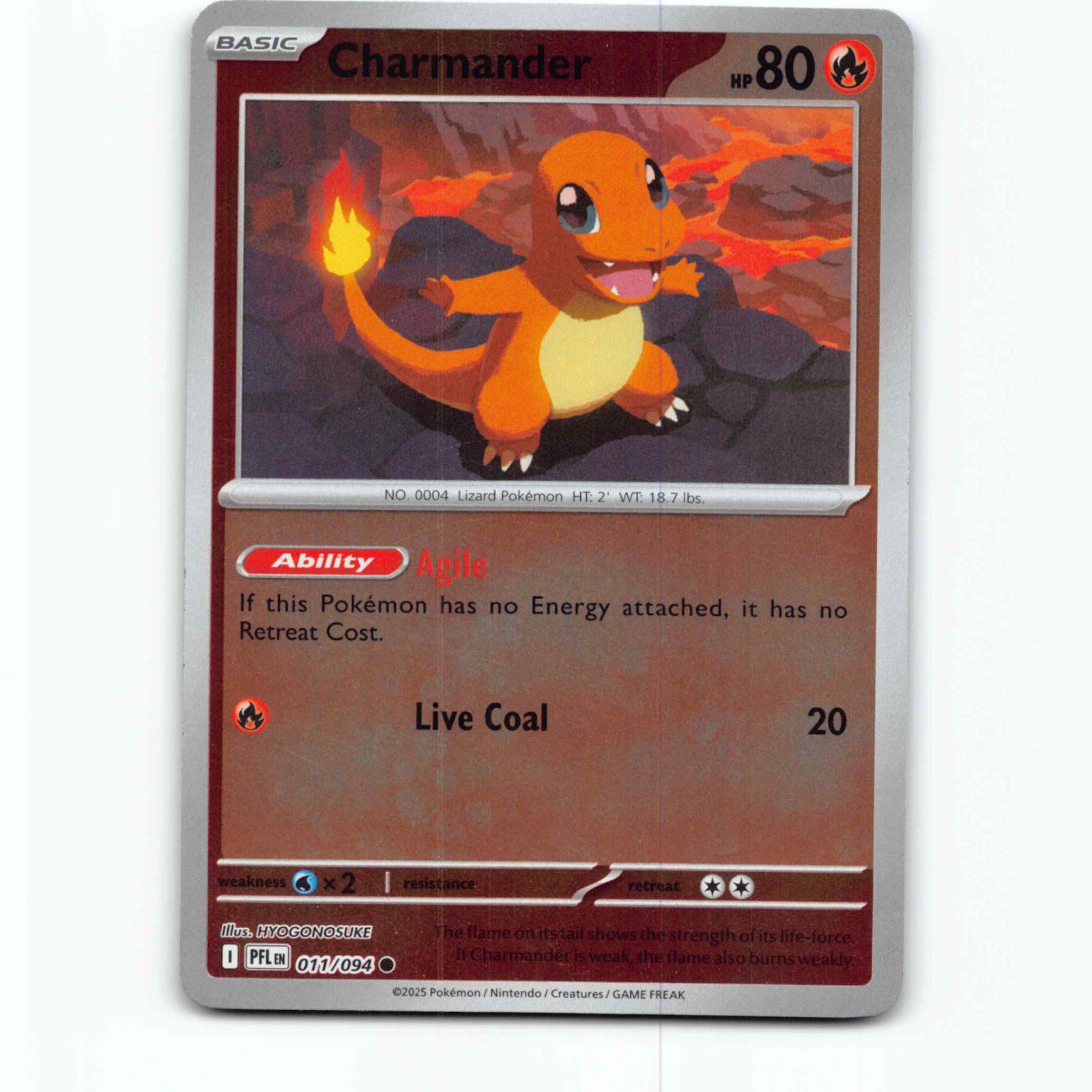 Charmander 11 Reverse Holo Pokémon PFL EN 011/094 Phantasmal Flames Pokemon Kort