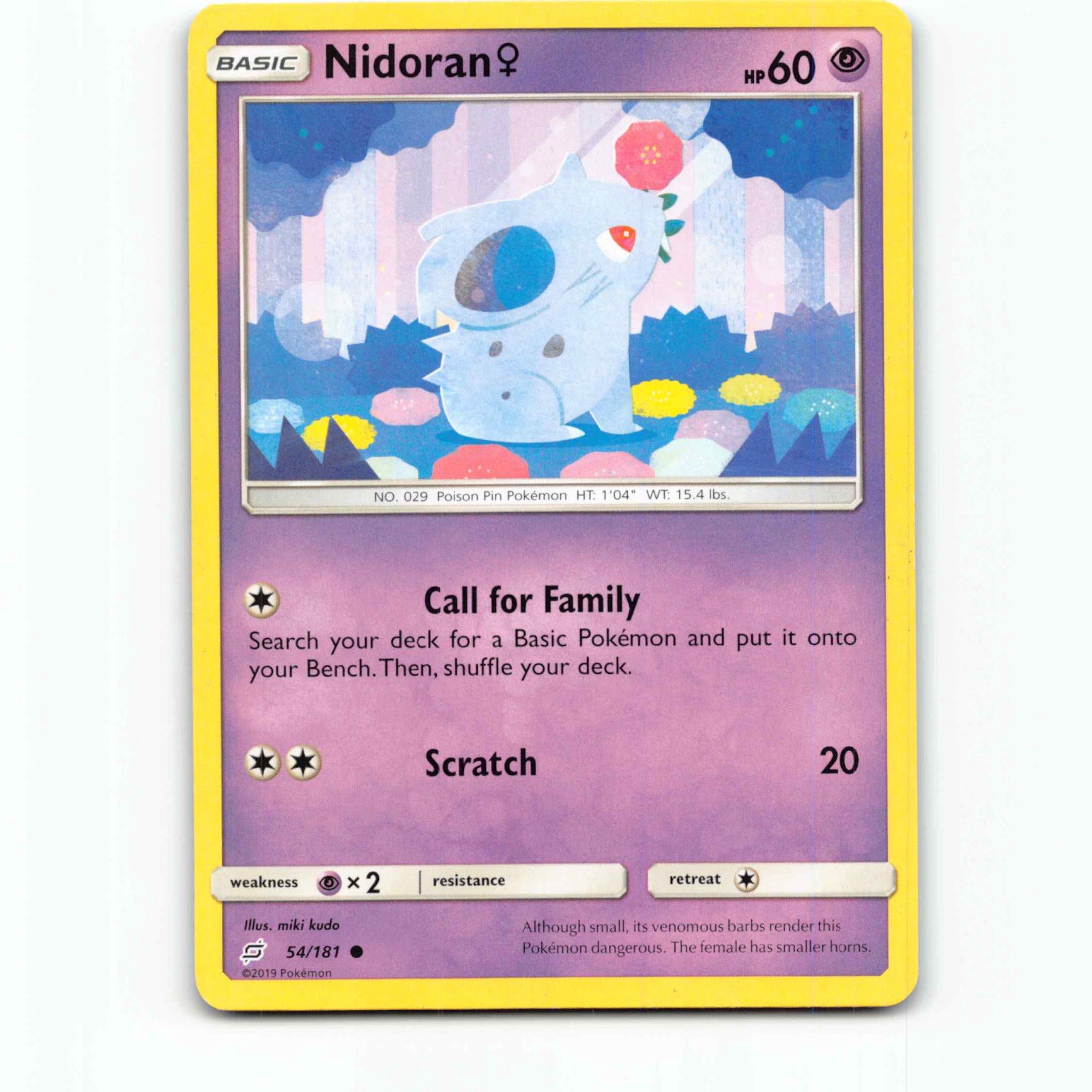 Nidoran♀ 54 Pokémon TEU EN 54/181 Team Up Pokemon Kort Sun & Moon