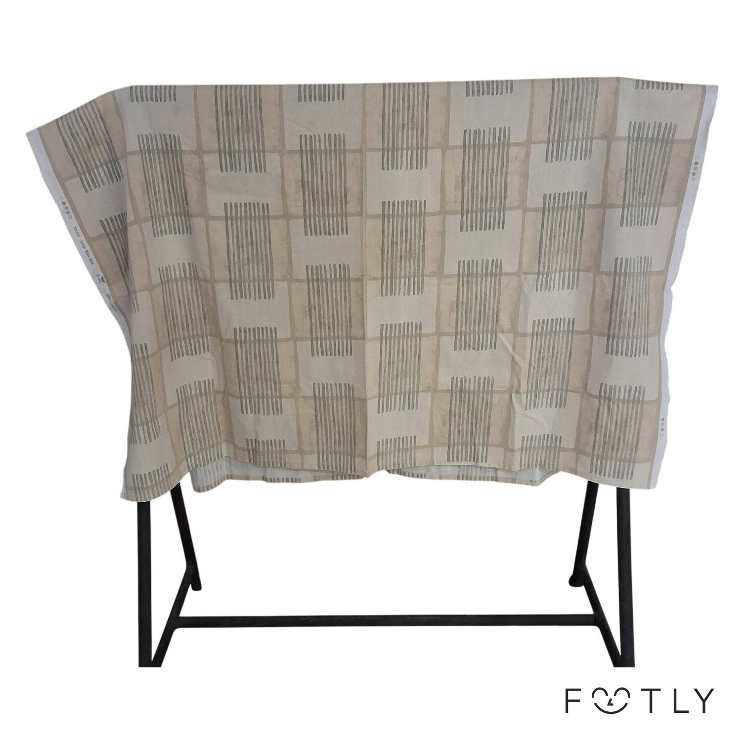 Strömma Toscana Tyg Design Mona Björk 192x152 cm Bomull Beige Grå Retro Textil