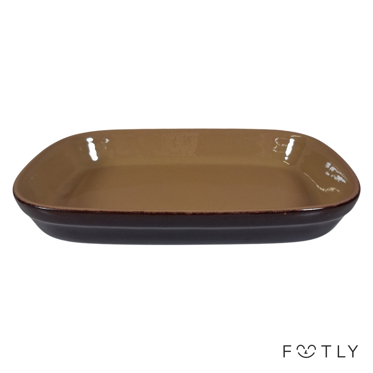 Uppläggningsfat Brun Beige Rektangulärt Keramik Fat Serveringsfat Retro