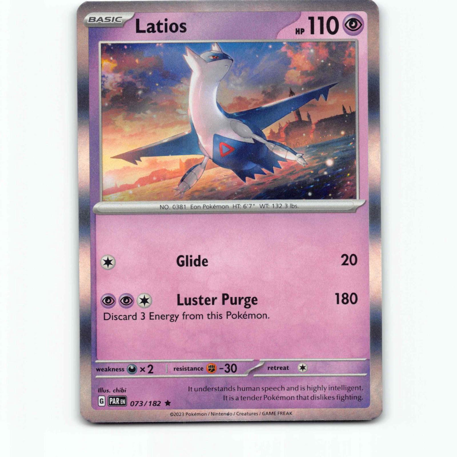 Latios 73 Holo Pokémon PAR EN 073/182 Paradox Rift Pokemon Kort Scarlet & Violet