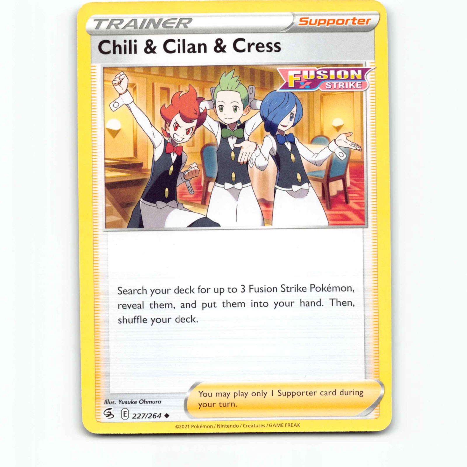 Chili & Cilan & Cress 227 Pokémon FST EN 227/264 Fusion Strike Pokemon Kort