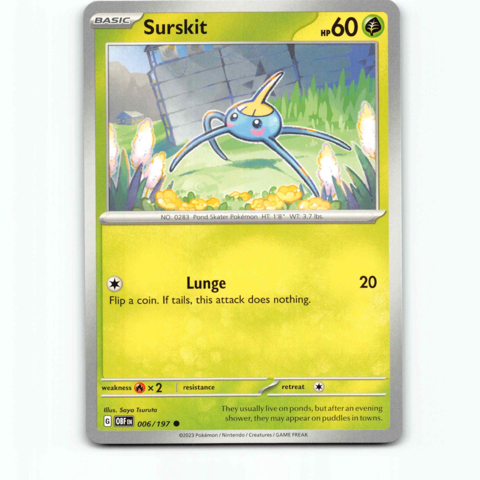 Surskit 6 Pokémon OBF EN 006/197 Obsidian Flames Pokemon Kort Scarlet & Violet