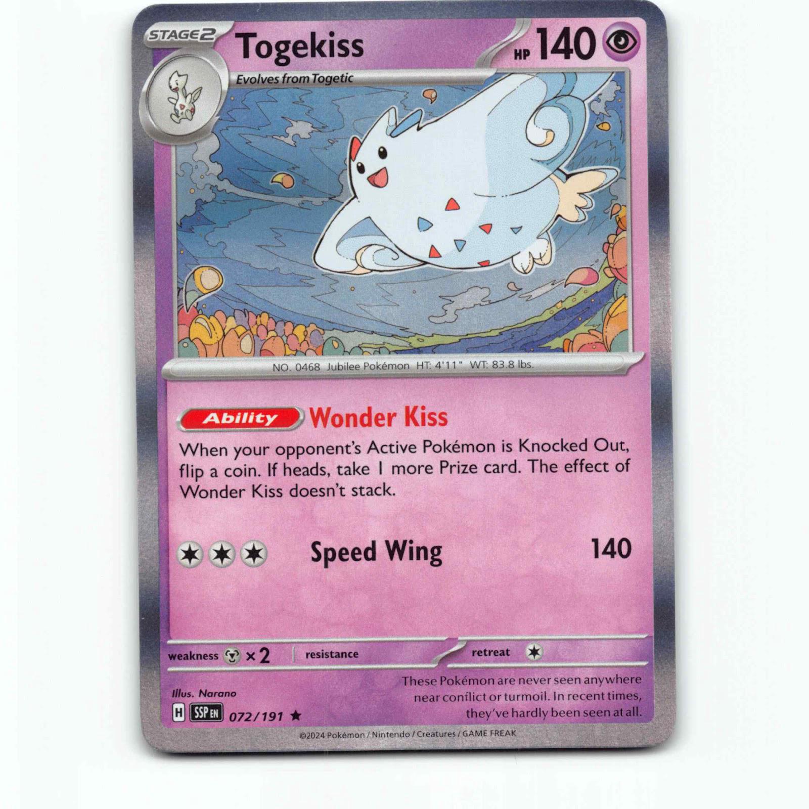 Togekiss 72 Holo Pokémon SSP EN 072/191 Surging Sparks Pokemon Kort