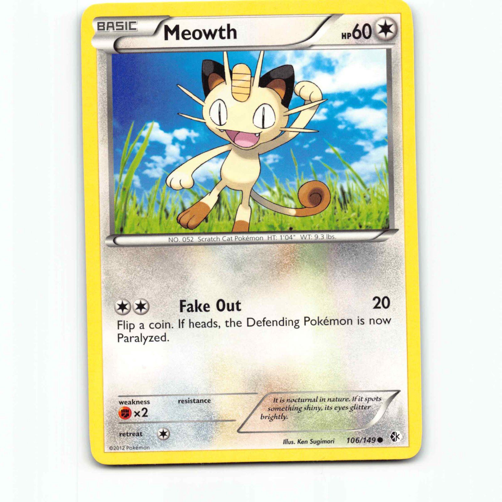 Meowth 106 Pokémon BCR EN 106/149 Boundaries Crossed Pokemon Kort Black & White