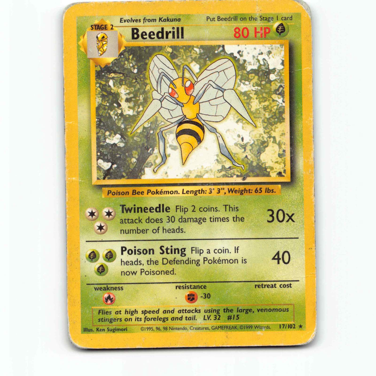 Beedrill 17 Pokémon BS EN 17/102 Base Set Pokemon Kort Wizards of The Coast