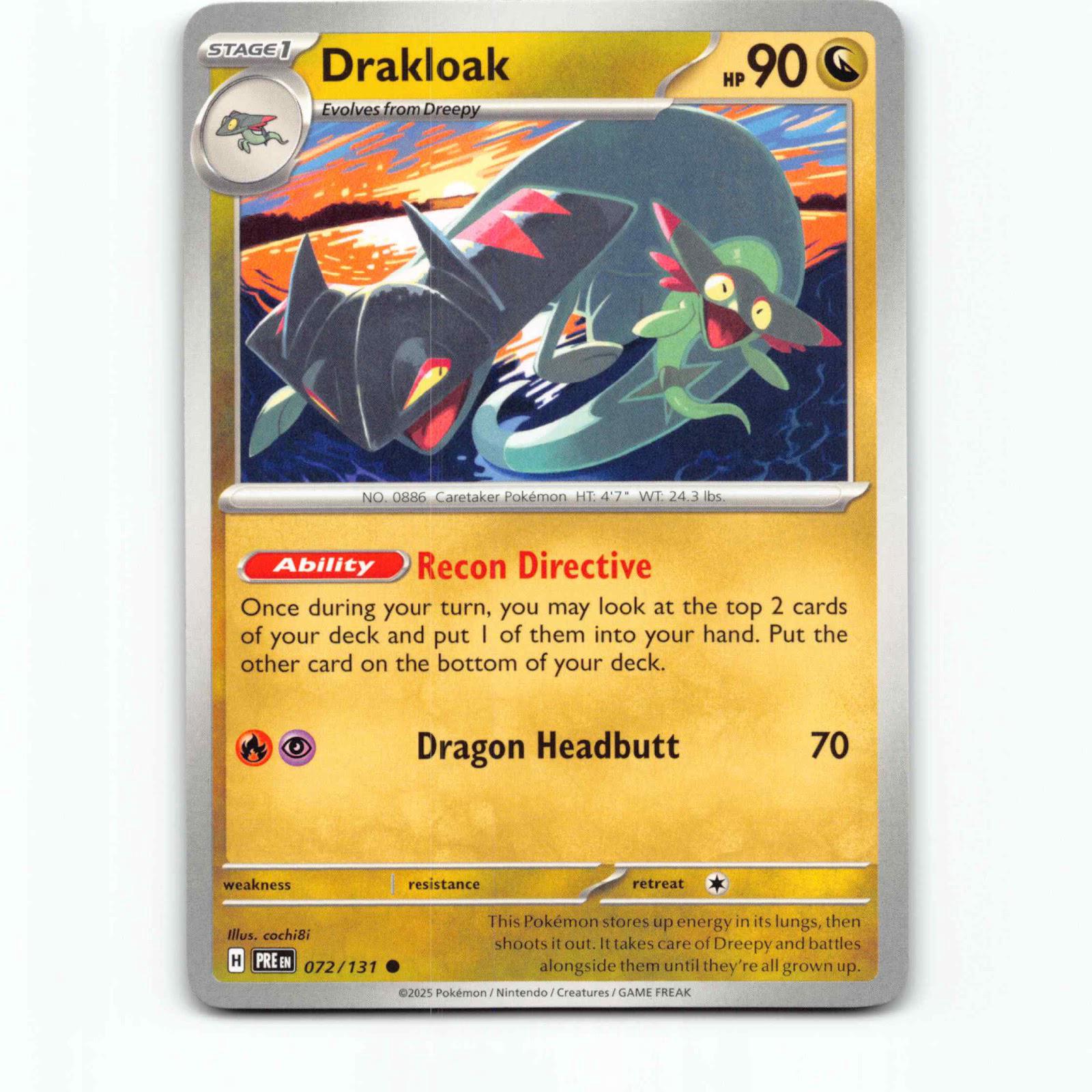 Drakloak 72 Pokémon PRE EN 072/131 Prismatic Evolutions Pokemon Kort