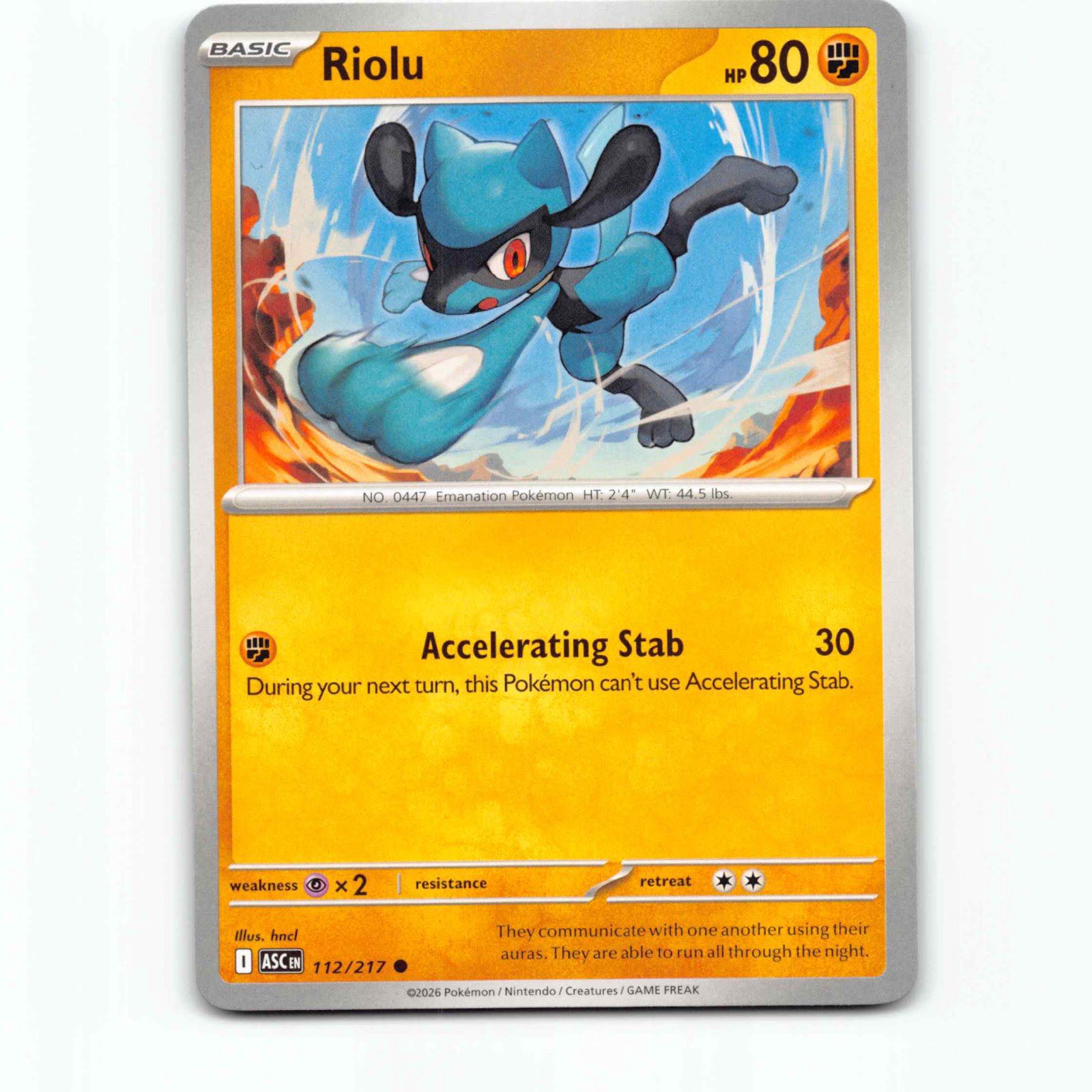 Riolu 112 Pokémon ASC EN 112/217 Ascended Heroes Pokemon Kort Mega Evolution
