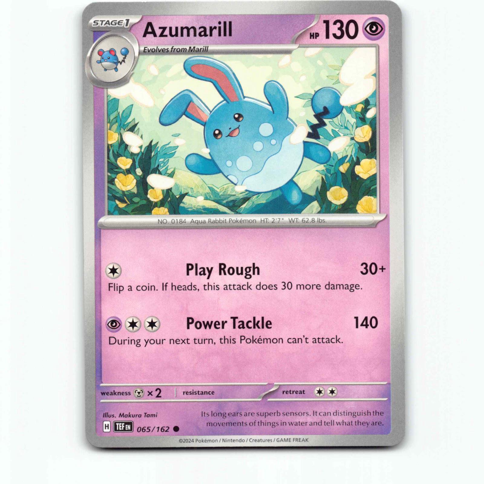 Azumarill 65 Pokémon TEF EN 065/162 Temporal Forces Pokemon Kort