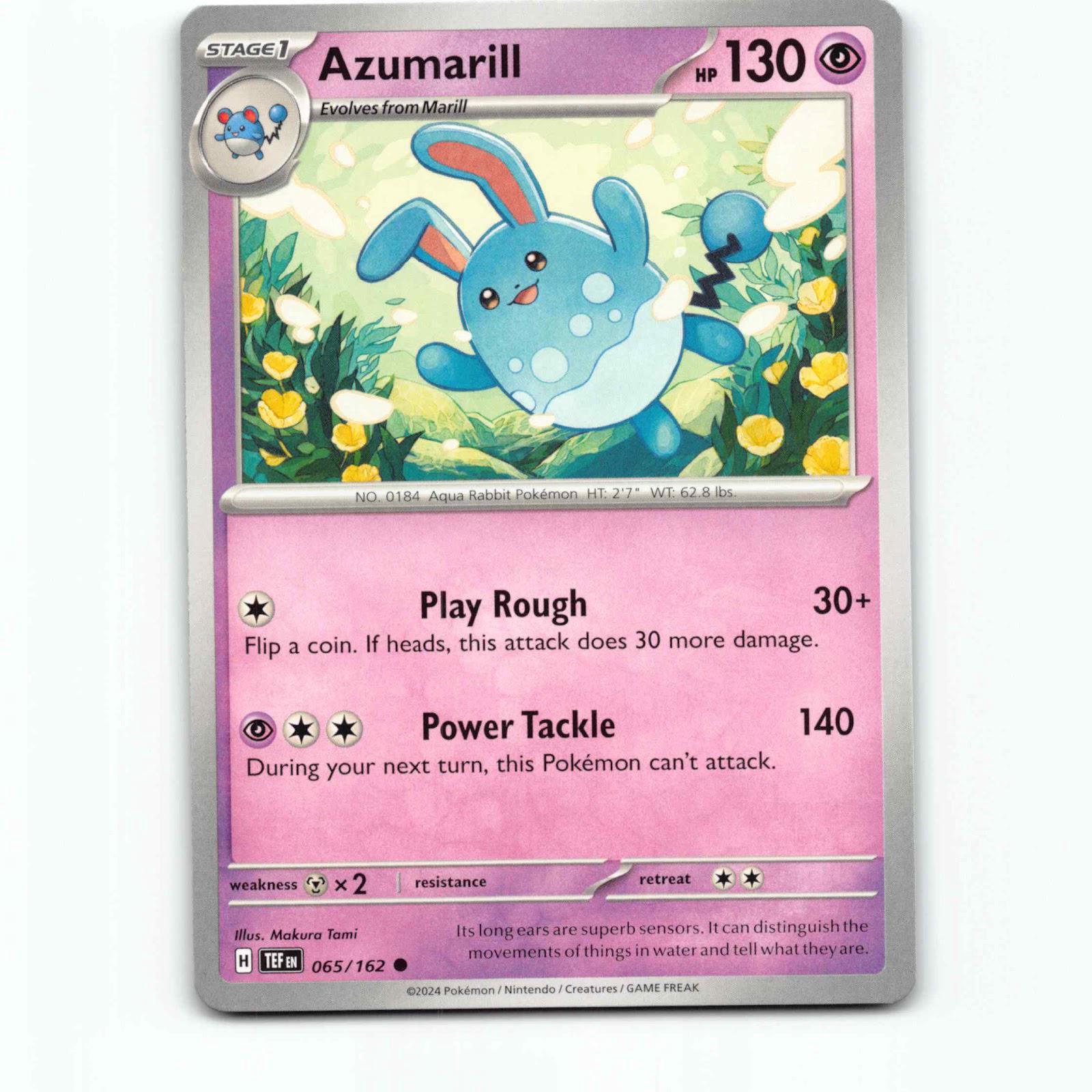 Azumarill 65 Pokémon TEF EN 065/162 Temporal Forces Pokemon Kort