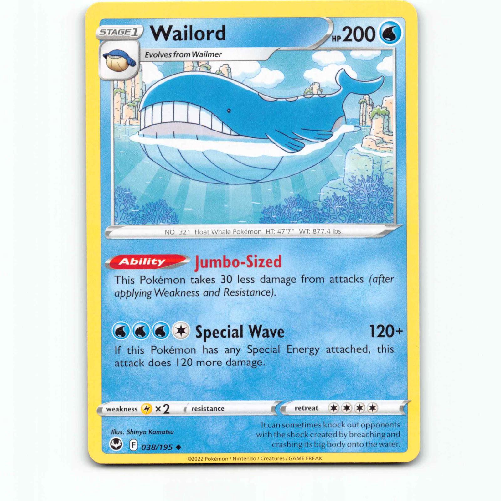 Wailord 38 Pokémon SIT EN 038/195 Silver Tempest Pokemon Kort Sword & Shield