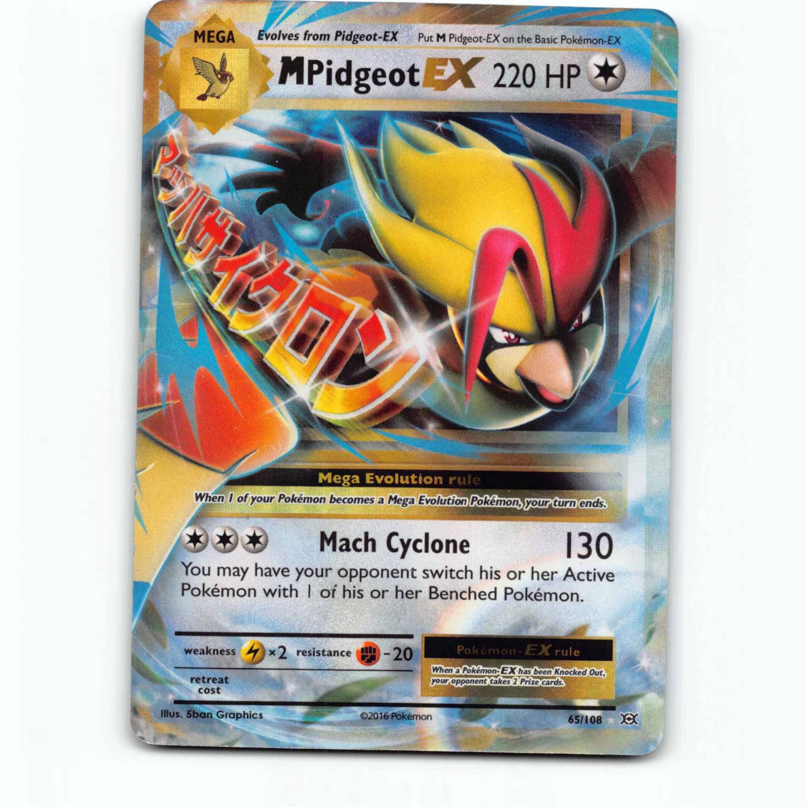 M Pidgeot EX 65 Pokémon EVO EN 65/108 Evolutions Pokemon Kort XY-Era