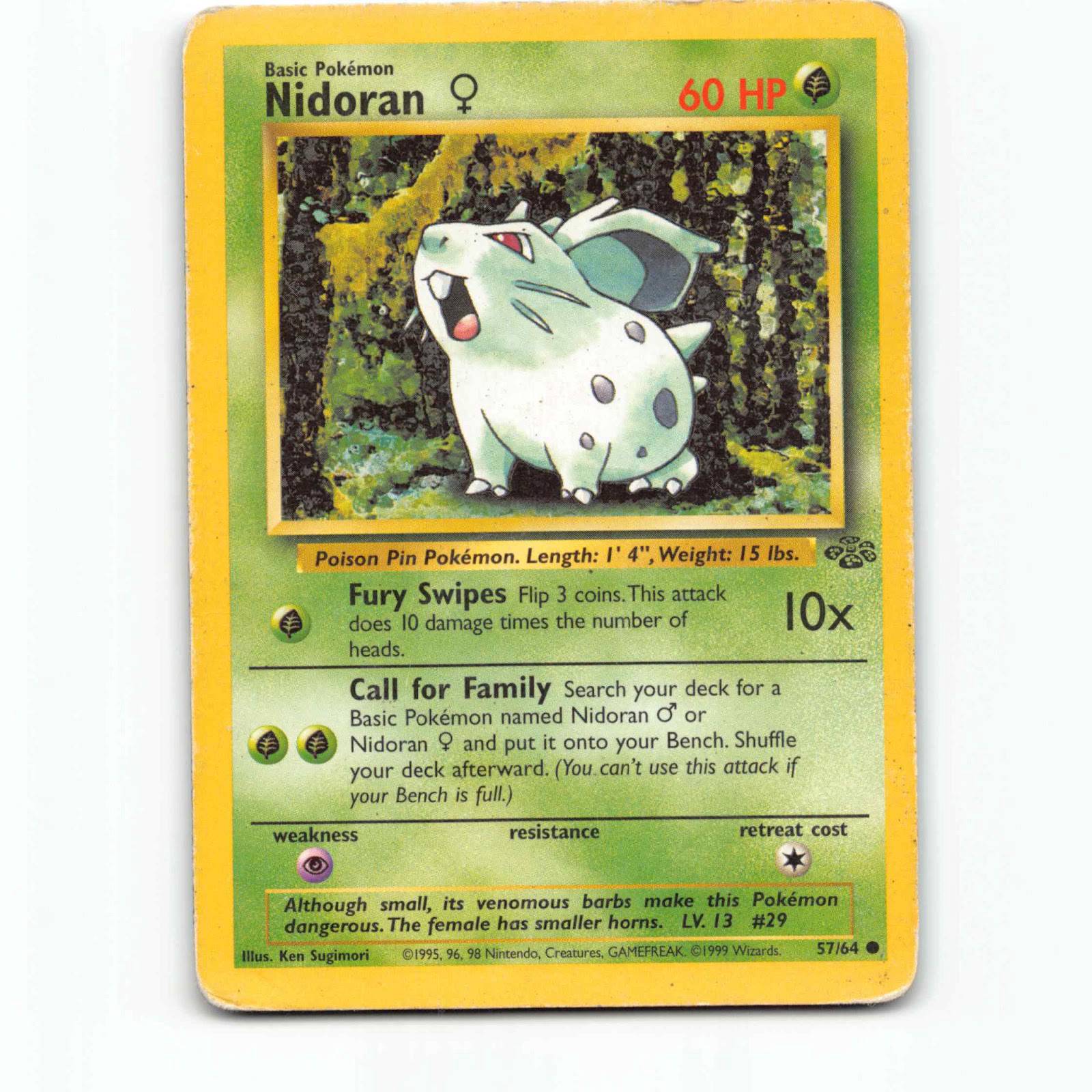 Nidoran♀ 57 Pokémon JU EN 57/64 Jungle Pokemon Kort Wizards of The Coast